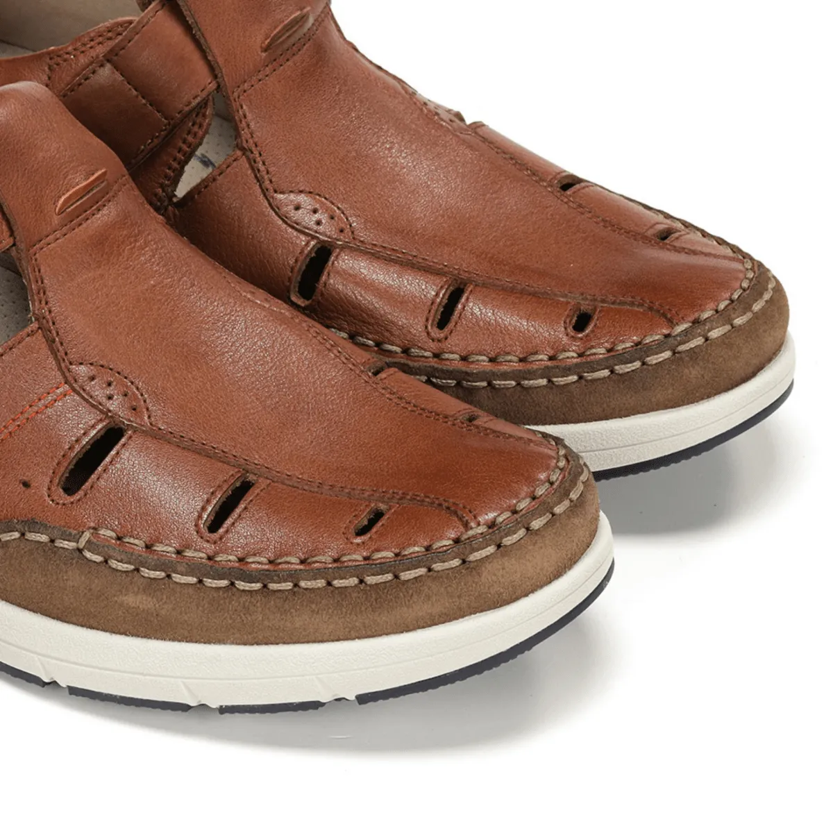 Cliff Jog Light Reflection Fluchos Men's Kai Fisherman Brown Leather