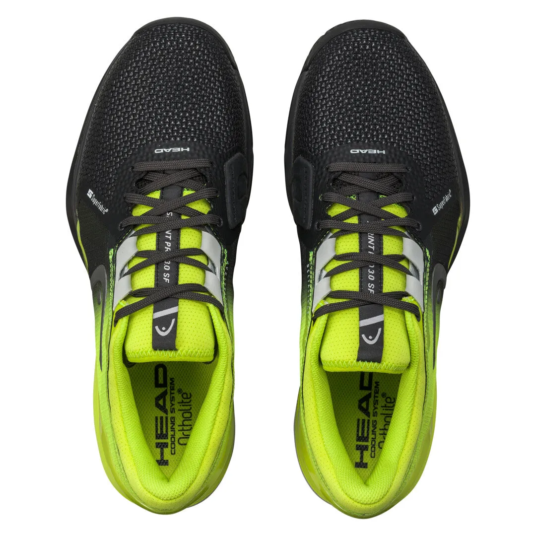 Head Sprint Pro 3.0 SF Tennis Shoes - Black/Lime Trail Fit Moisture wicking