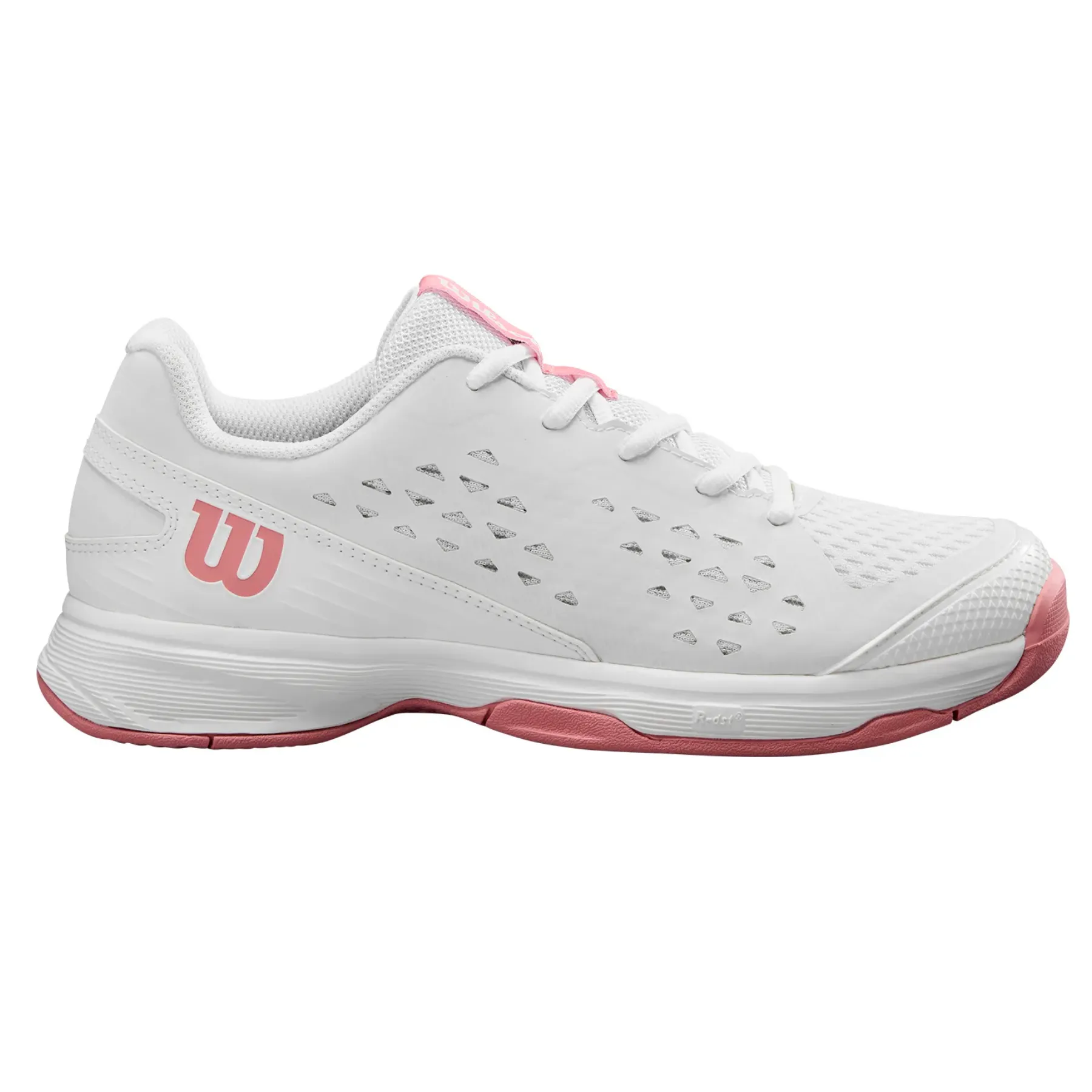 ergonomic Wilson Rush Pro Jr L Tennis Shoes - White / White / Mauve Pink