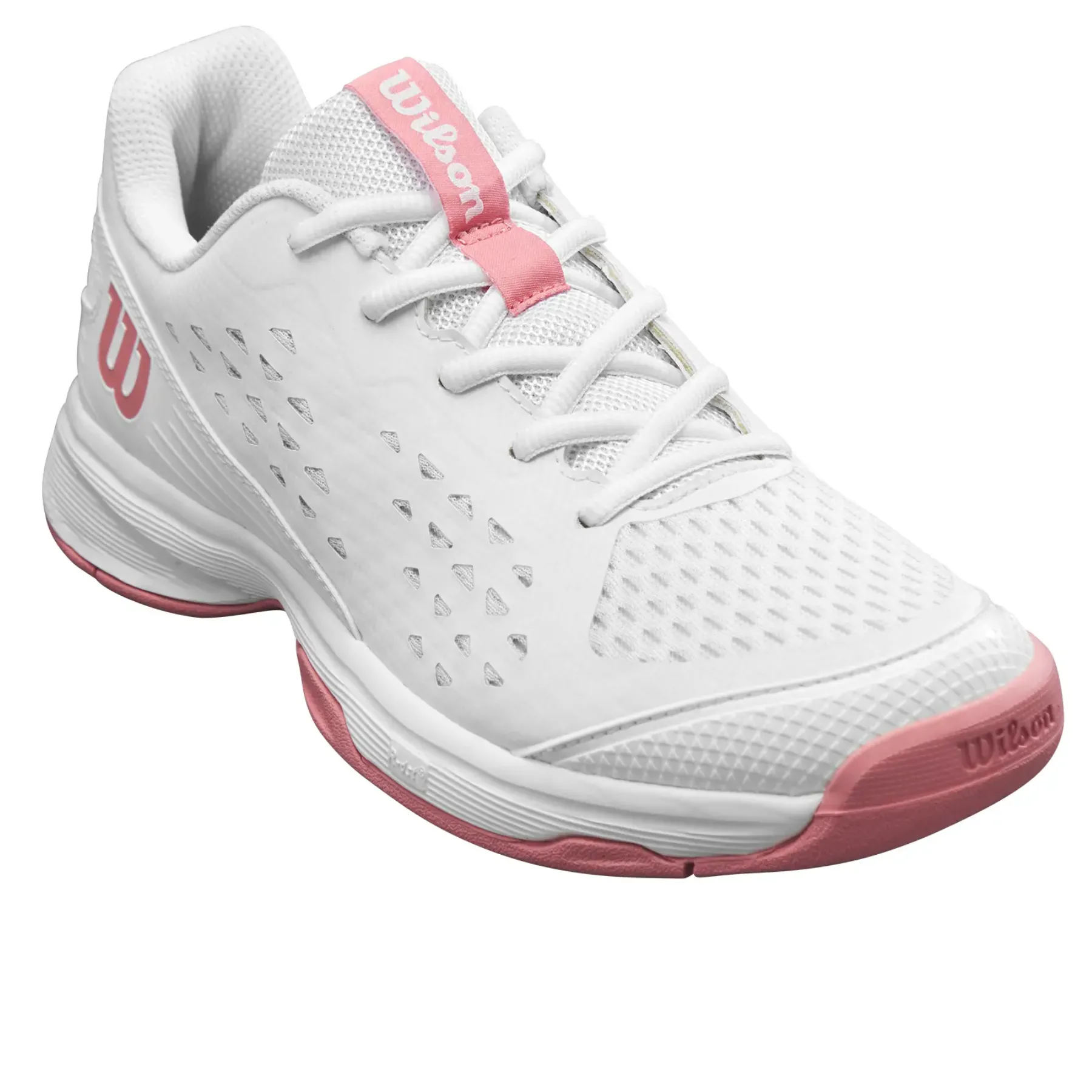 Hybrid style Sweat Free Wilson Rush Pro Jr L Tennis Shoes - White / White / Mauve Pink