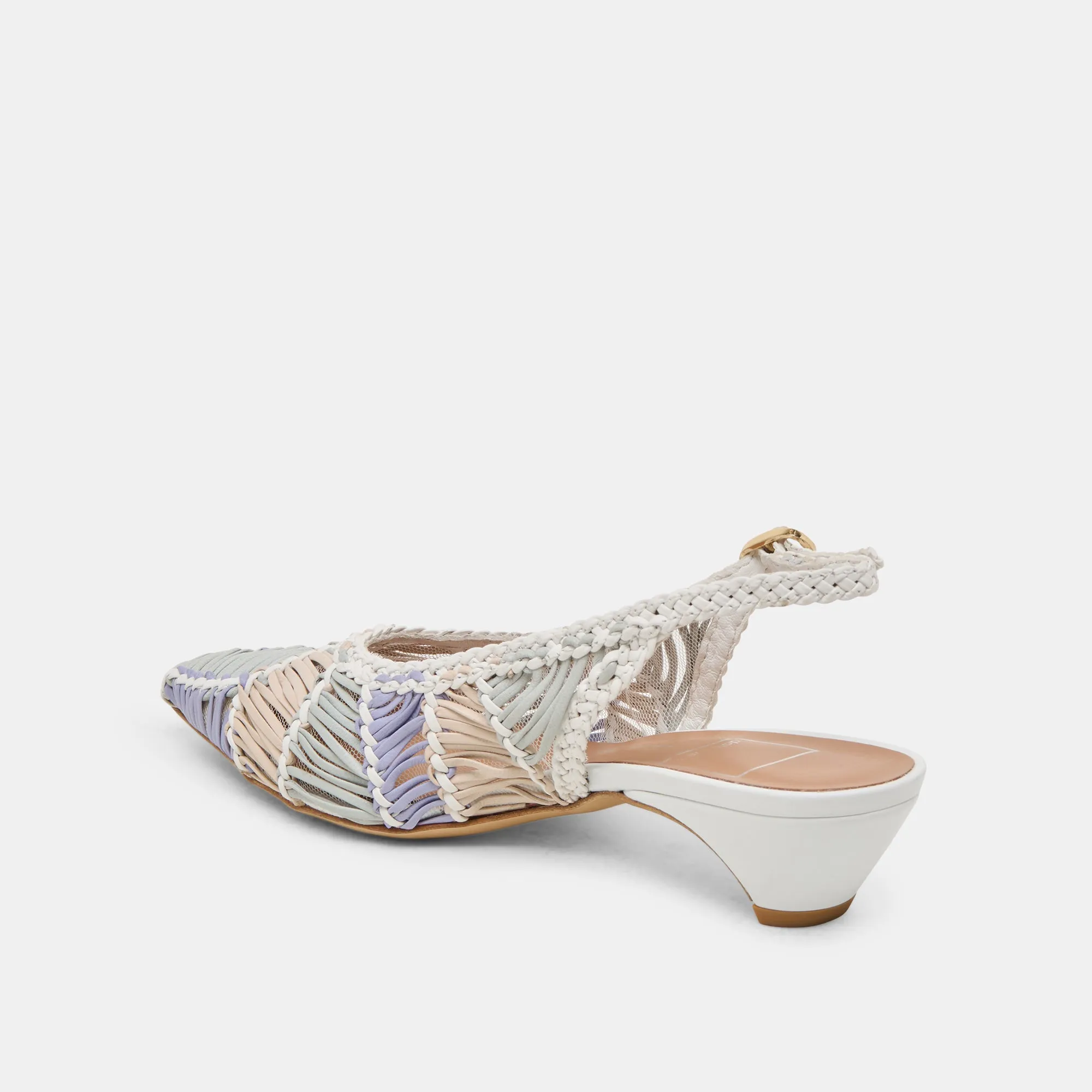 Heeled Evening Sandals DAFNEY HEELS WHITE MULTI WOVEN LEATHER