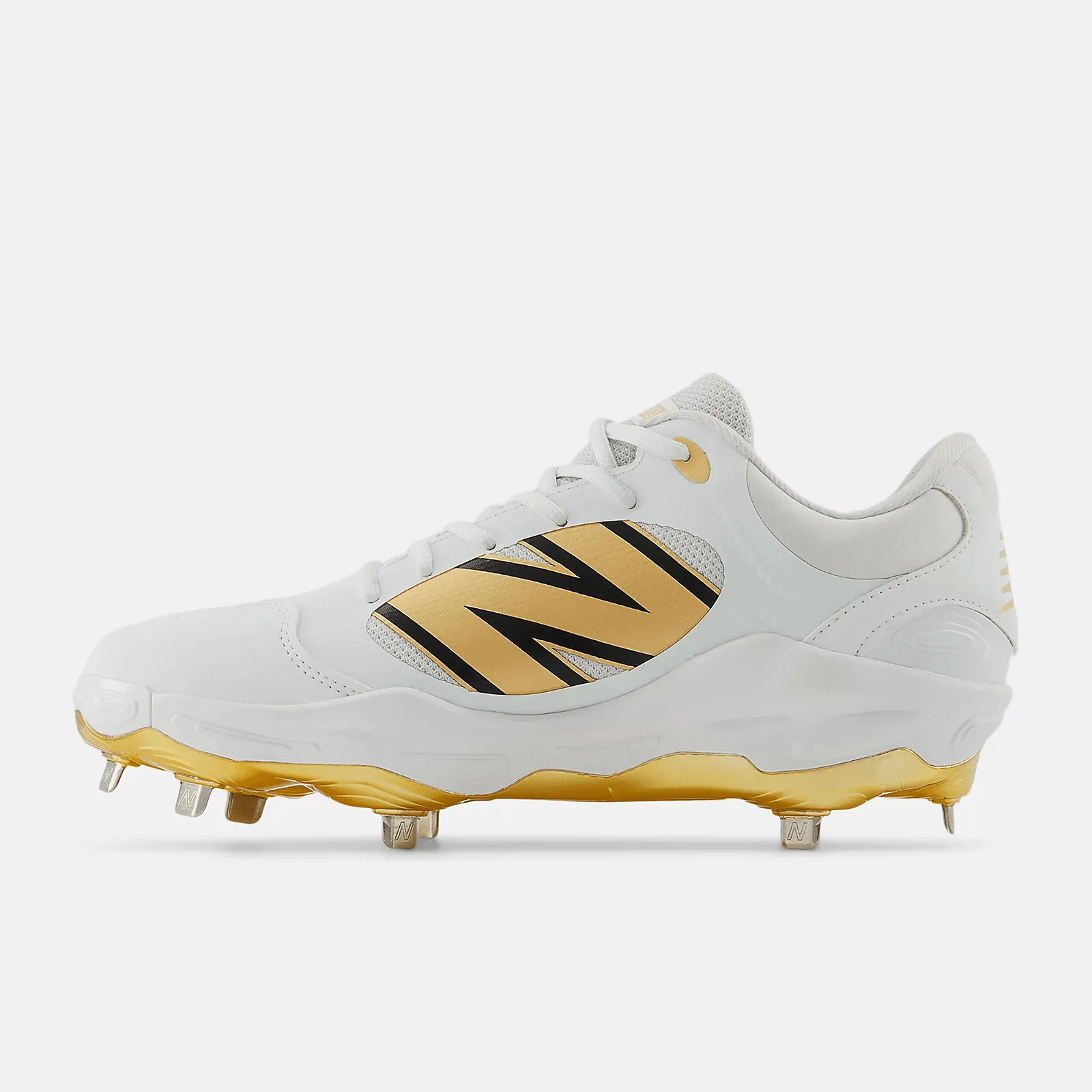 Quick Fit Urban Edge New Balance Men's Fresh Foam X 3000 v7 Metal Baseball Cleats - White/Gold - L3000GS7