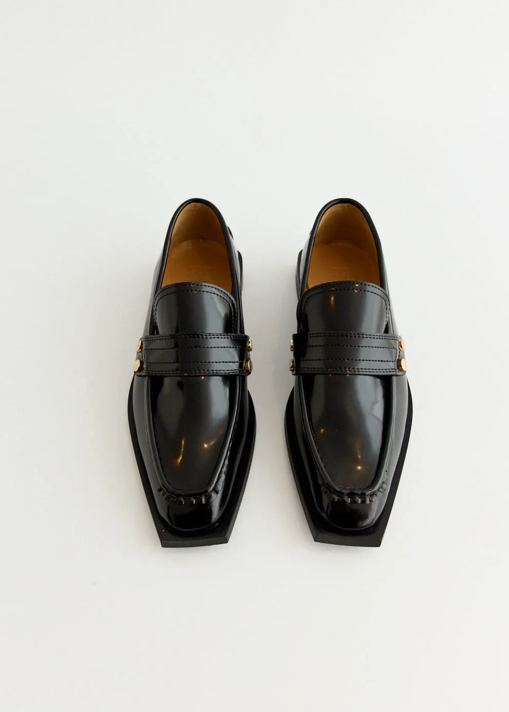Minimalist Outfit Studs Square Toe Loafers