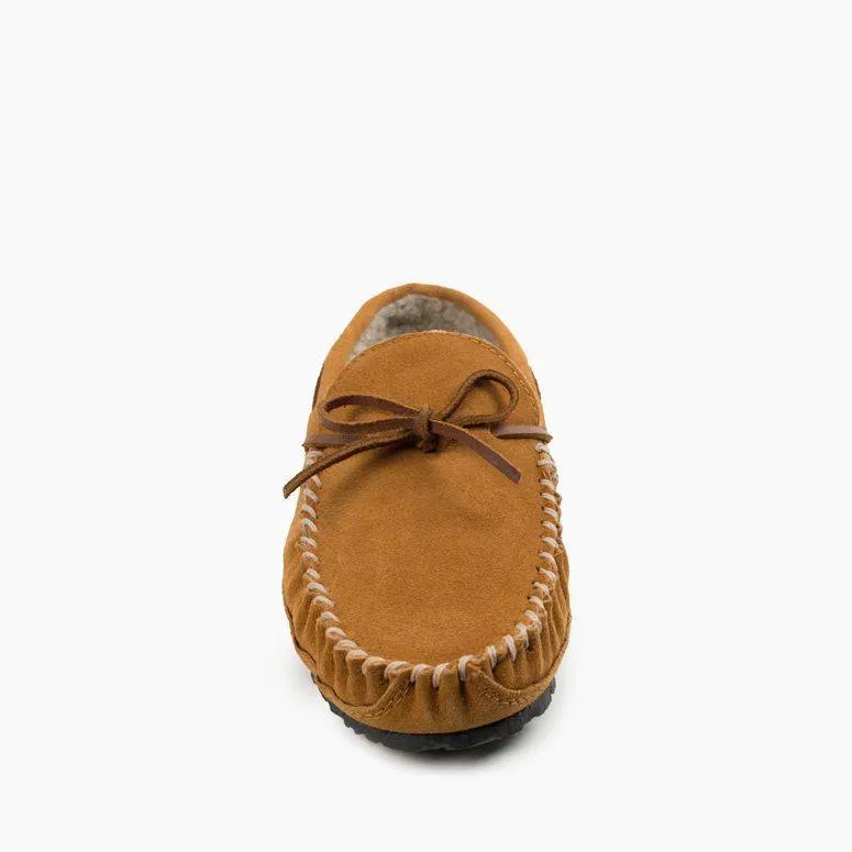 Studded Trim Minnetonka Men's 4154 Casey Slipper Tan Suede