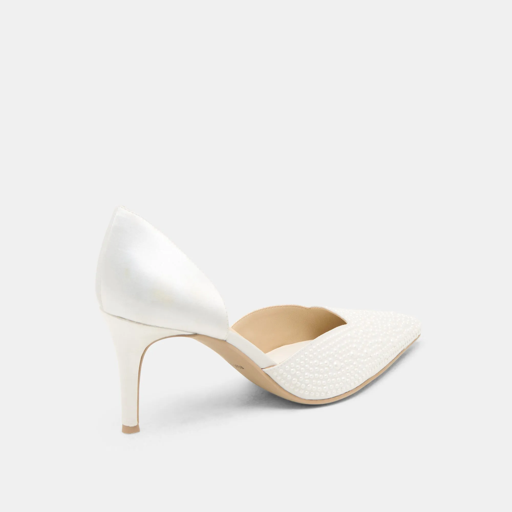 Heeled Evening Sandals ELOY PEARL HEELS TRUE WHITE SATIN