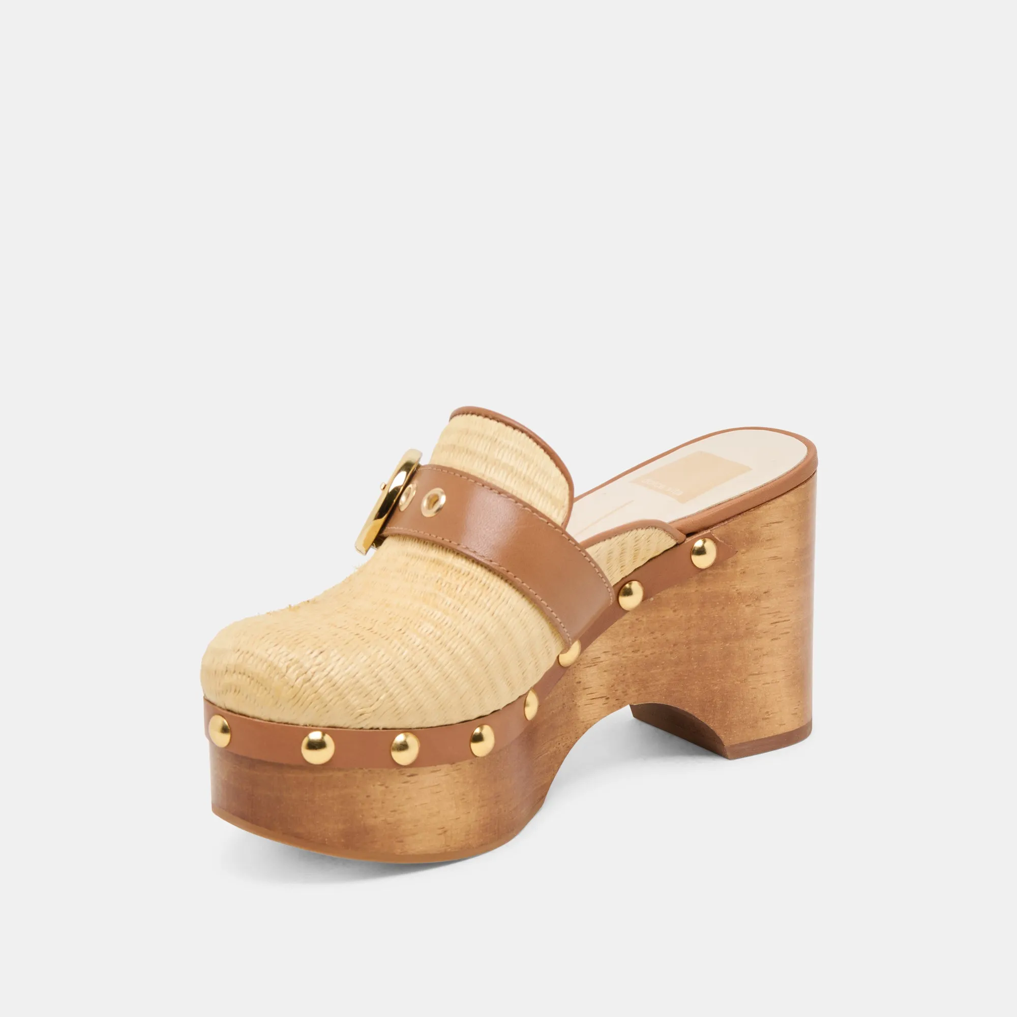 Anti Slip Padded collar DEBRAH CLOGS LT NATURAL RAFFIA