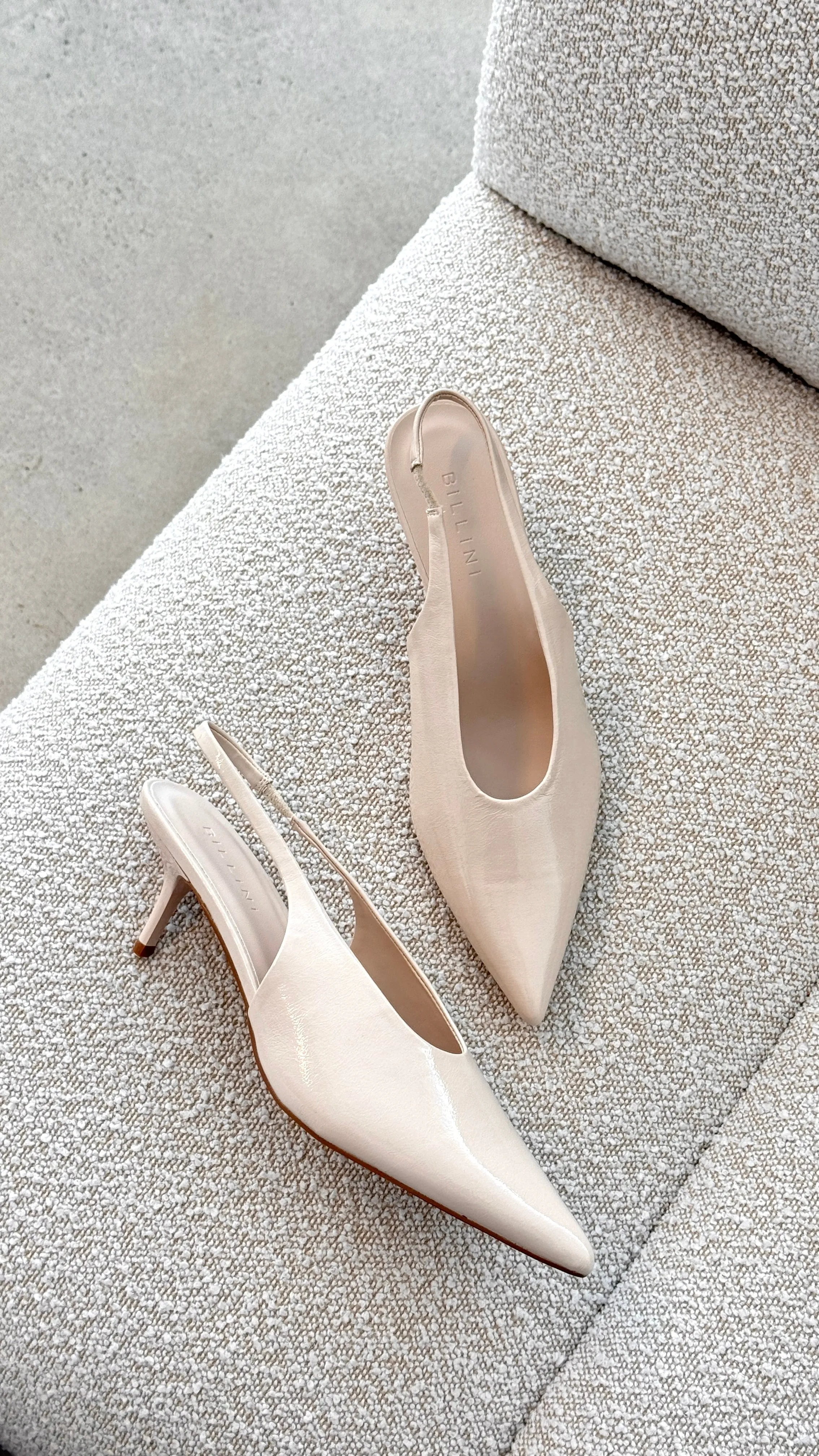 Office Appropriate Xishi Heel - Chalk Crinkle Patent