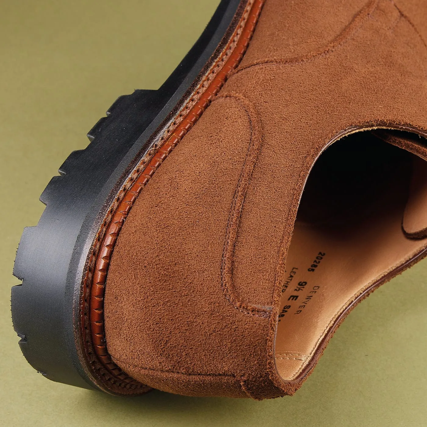 Denver Tobacco Deer Skin Suede Clear Shape Fine Stitching