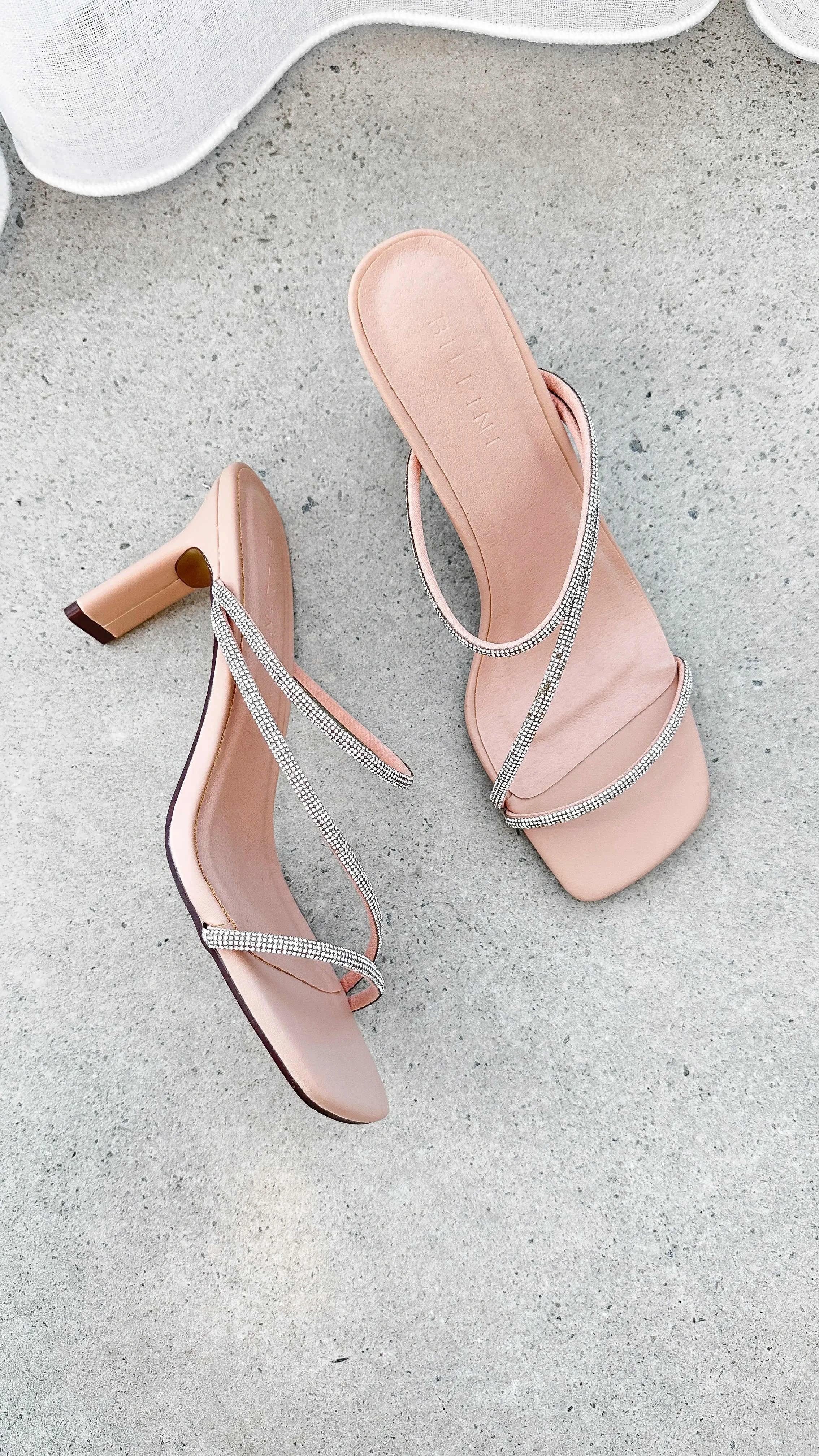 Femi Heel - Nude Diamante Timeless Quality Casual Pumps