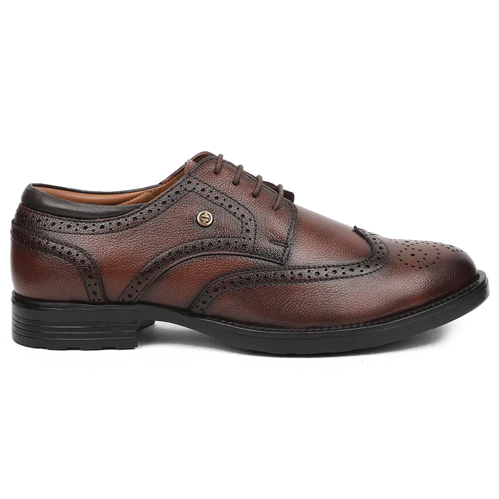Healers Brown Formal Lacing Oxford Shoes For Men UDL-12 By Liberty Day Style Polished Brown Oxfords