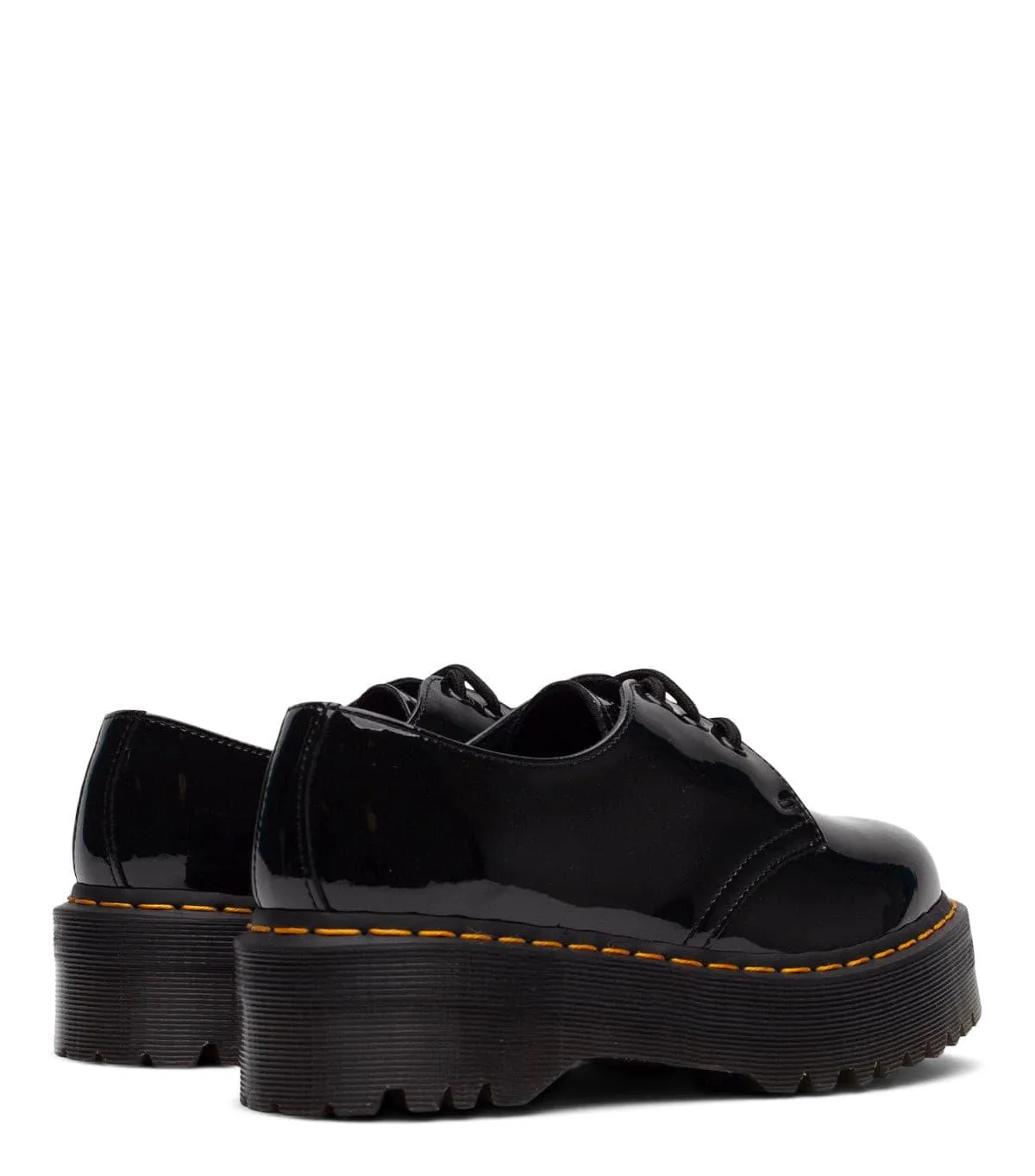 Distinctive chic Dr. Martens 1461 Quad Patent Leather Platform Oxford Black