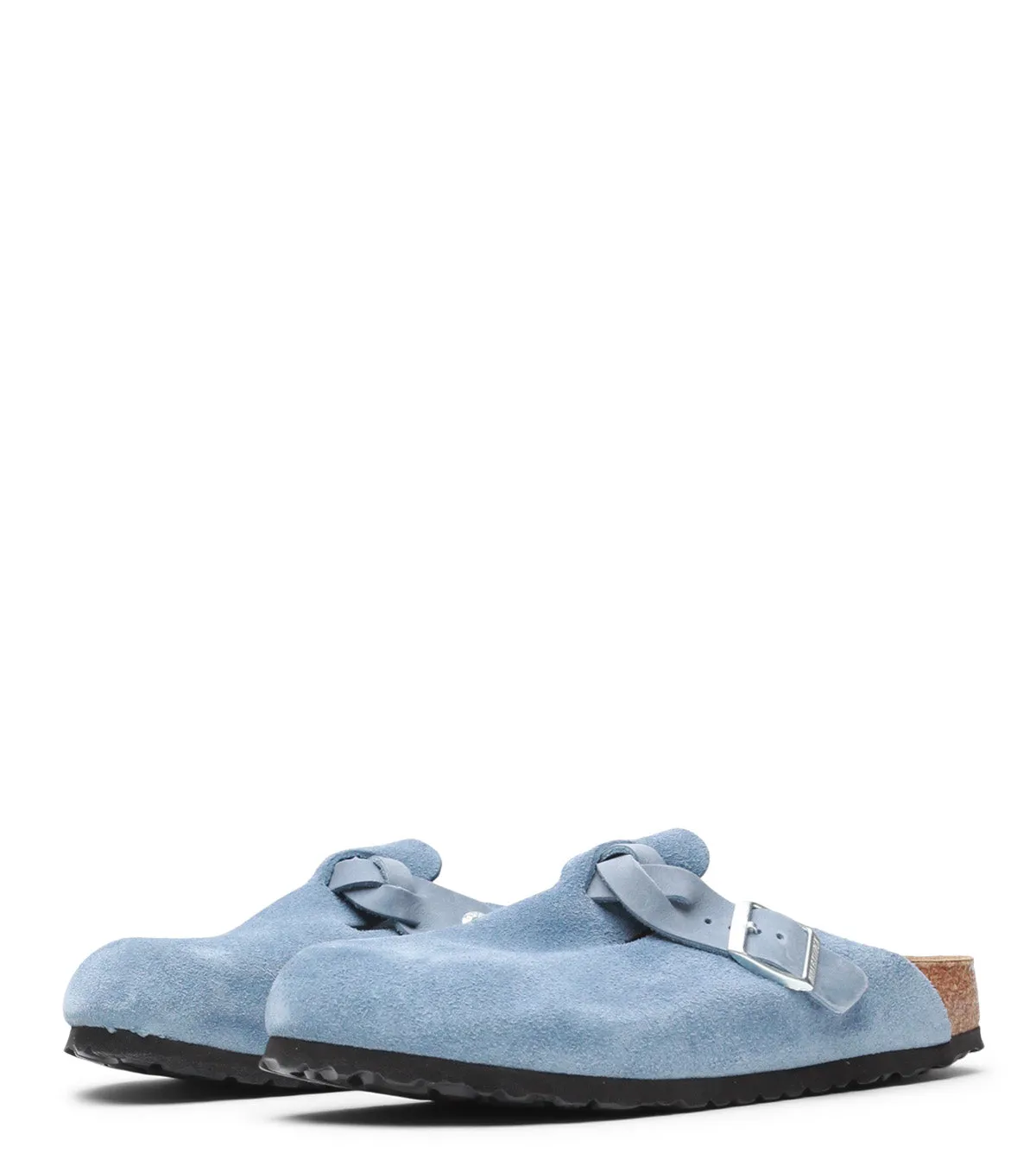 Effortless Silhouette Birkenstock Boston Suede Braided Blue