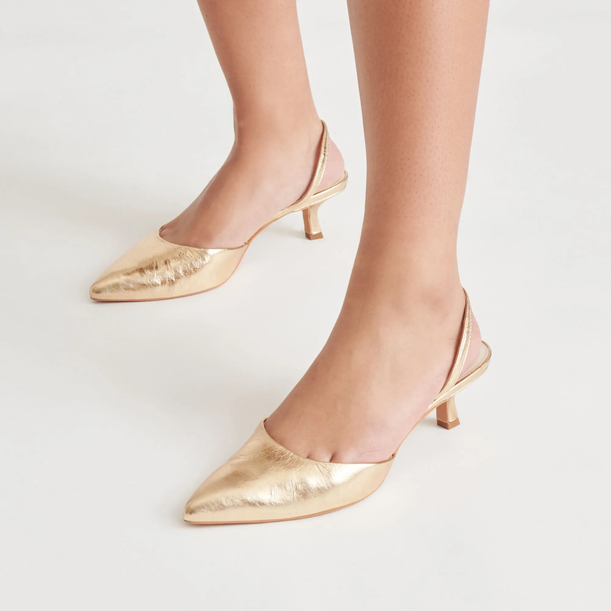 Peep Toe Pumps Padded Tongue CORSA HEELS GOLD DISTRESSED LEATHER