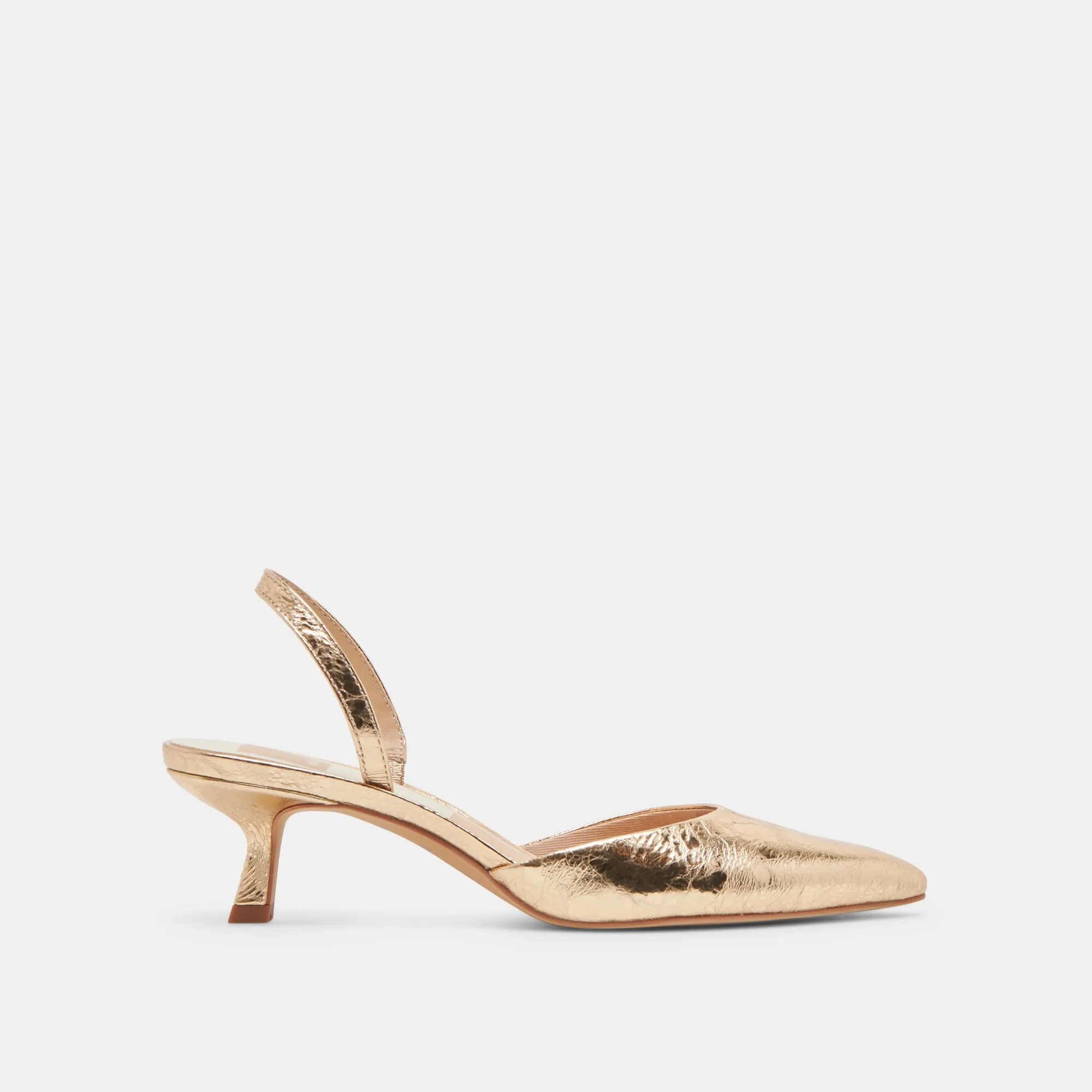 CORSA HEELS GOLD DISTRESSED LEATHER mesh construction Stable base