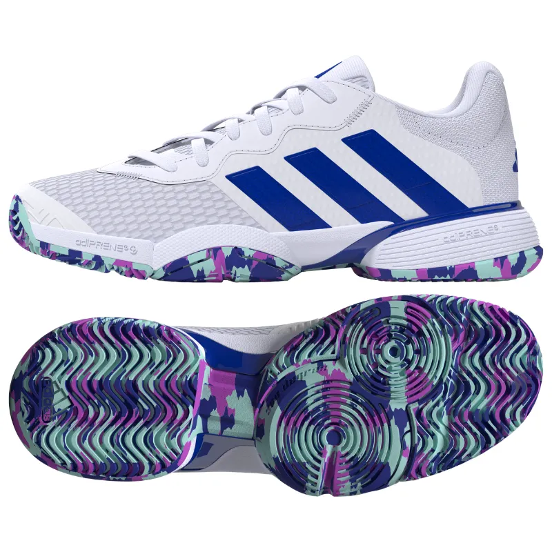 Low Cut Adidas Performance Barricade Junior Tennis Shoes - FTWWHT/LUCBLU/SEFLAQ