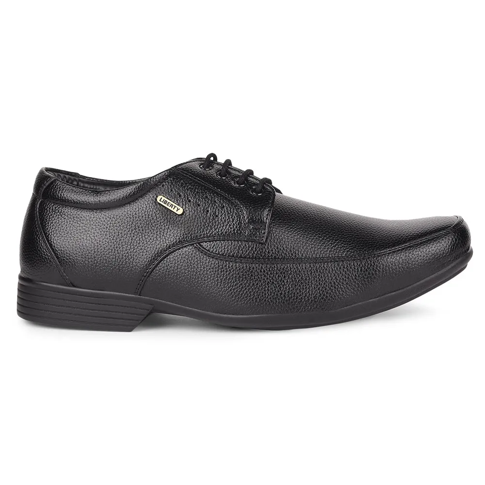 Fortune By Liberty HIL-10 Formal Derby Shoes For Men - Black Smooth Leather