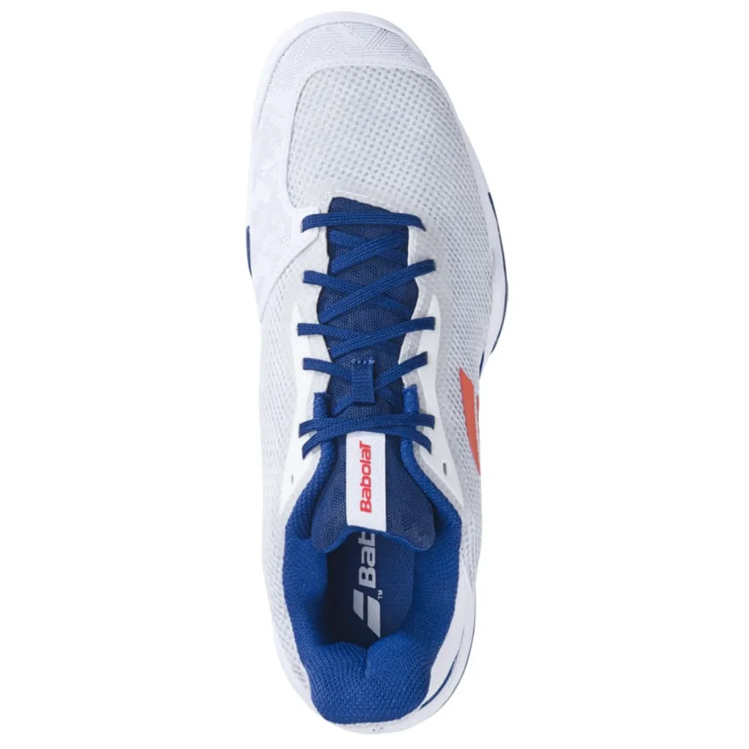 Breathable Linings Leather Upper Babolat Jet Tere White/Estate Blue All Court Men Tennis Shoes
