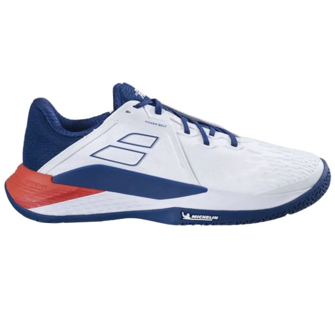 Babolat Propulse Fury 3 All Court White/Estate Blue Men Tennis Shoes Stability Support