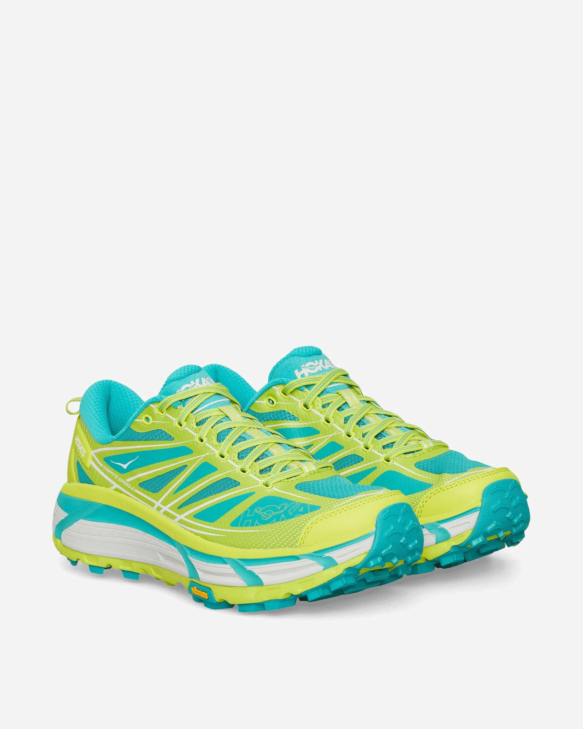 Mafate Speed 2 Sneakers Hoka Citrus / Electric Aqua Suede Material Indoor Walk