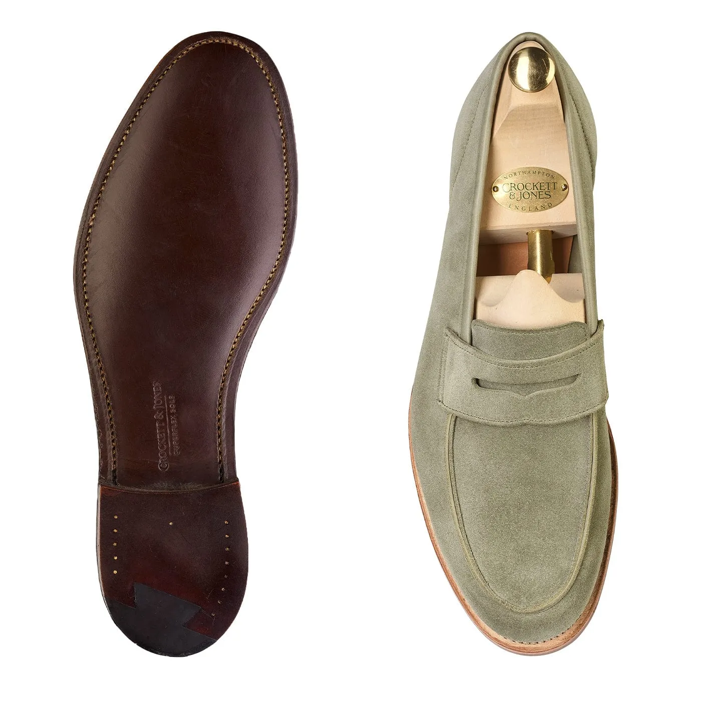 Lilou Pistachio Calf Suede Travel Outfit Soft Material