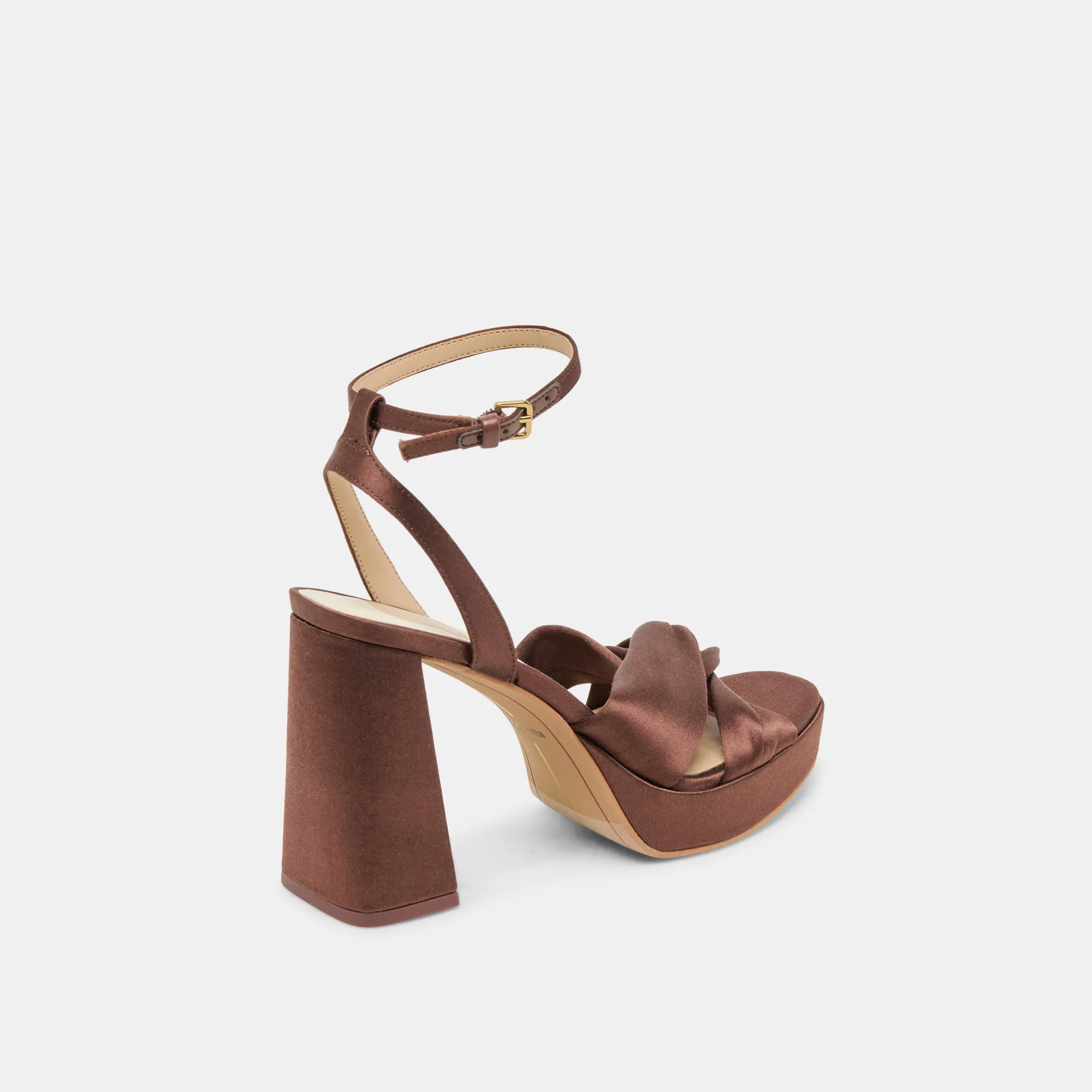 PARLO HEELS MID BROWN SATIN Stylish Design Flex grooves