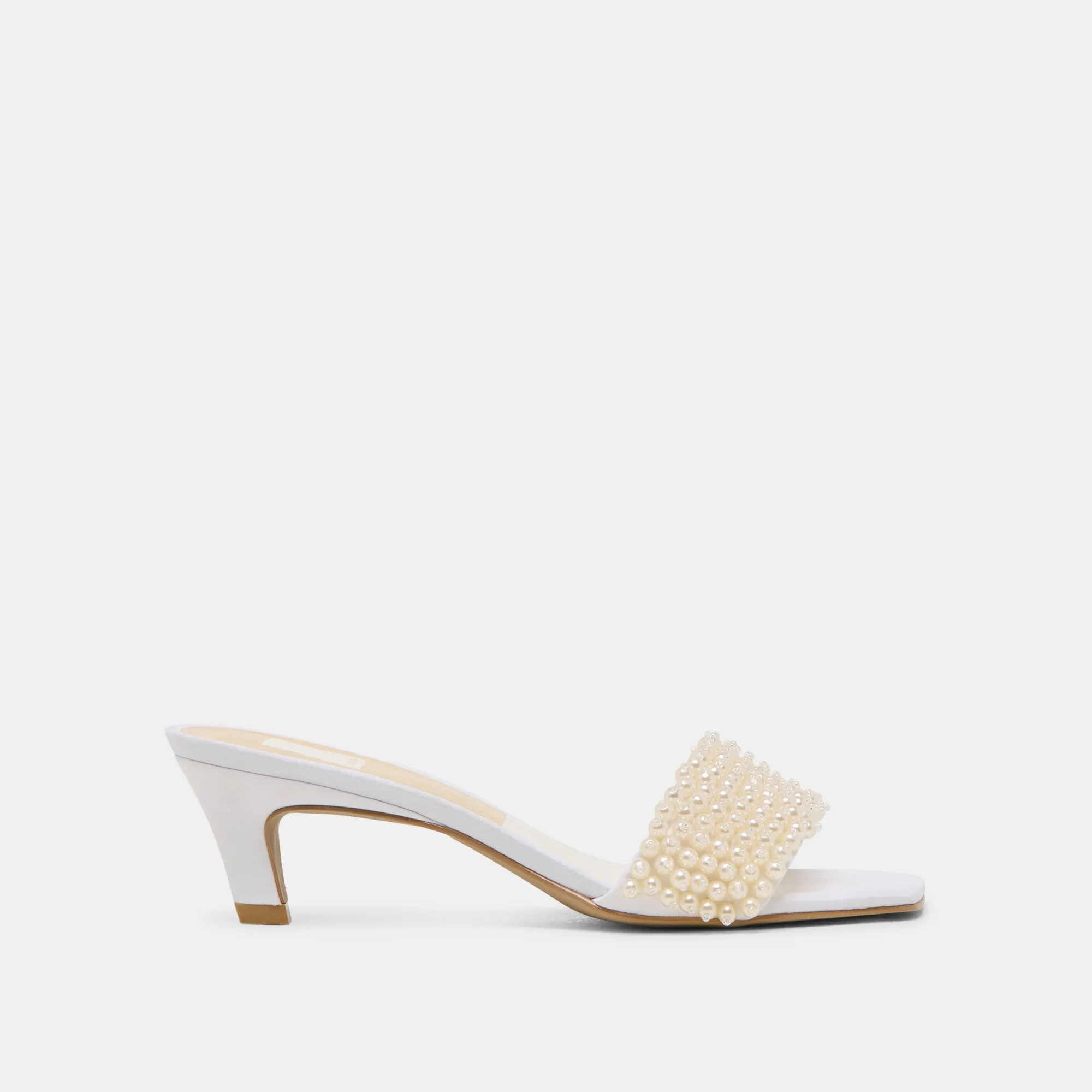 Luxe Footwear Classic Black Heels REXA PEARL HEELS OFF WHITE SATIN
