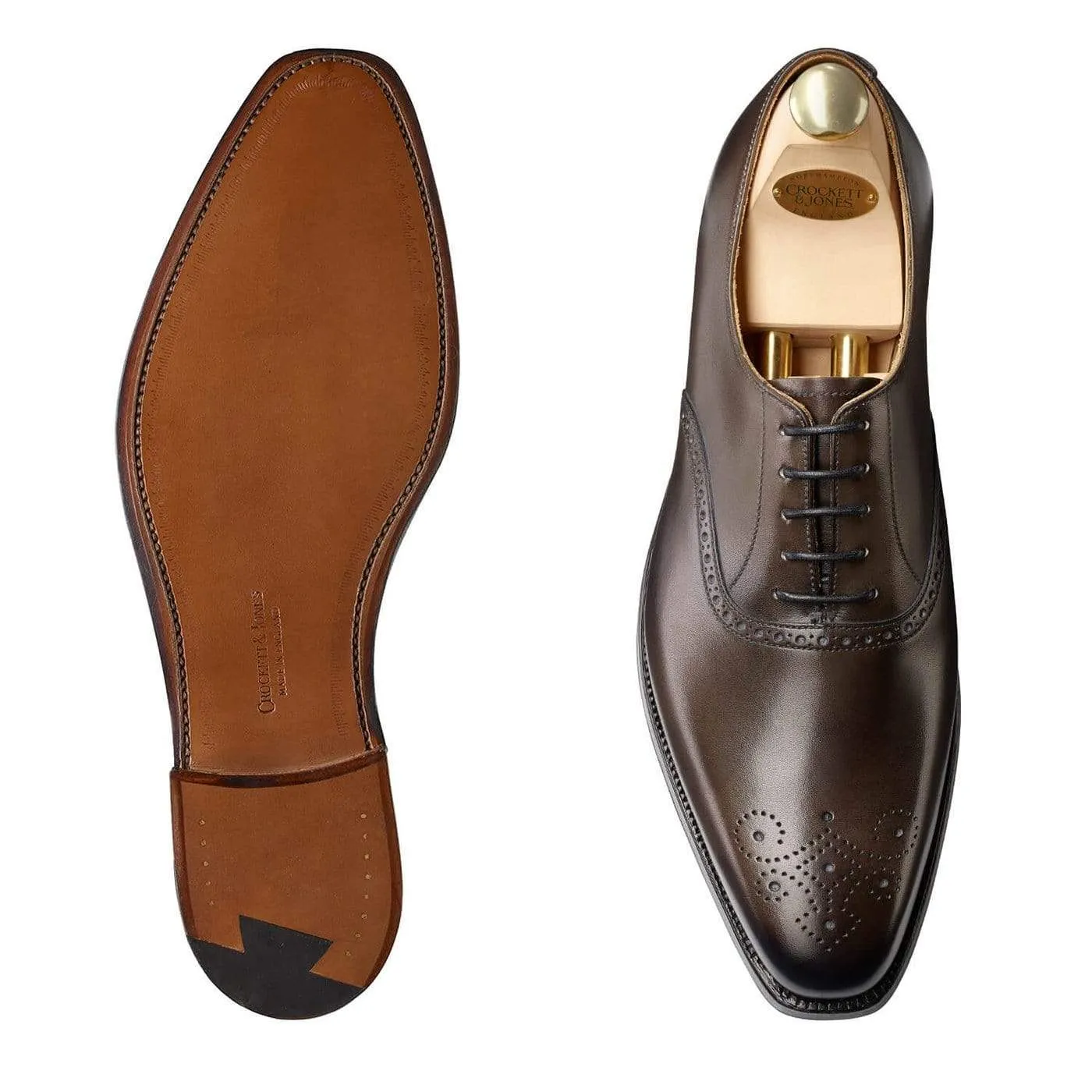 Polished Brown Oxfords Edgware Grey Burnished Calf