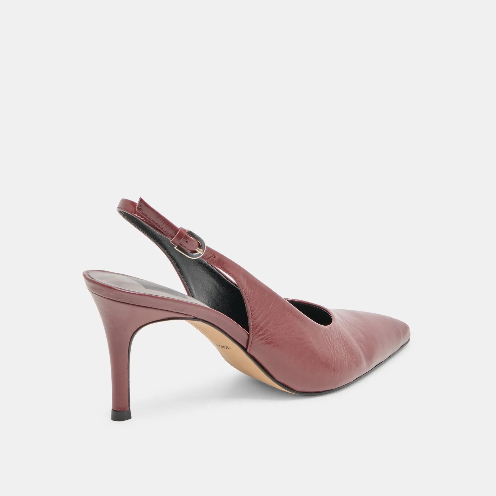 ELASI HEELS OXBLOOD CRINKLE PATENT Crystal Heels Comfortable Design