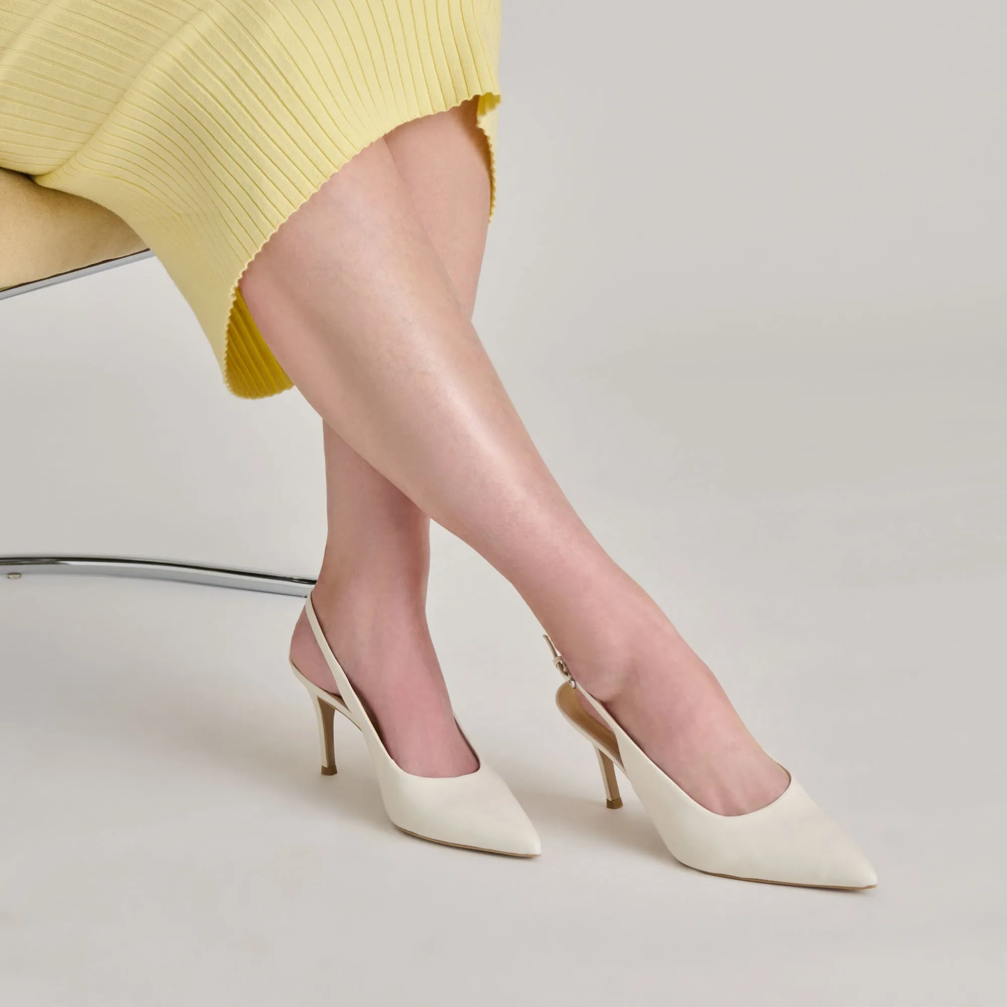 ELASI HEELS WHITE LEATHER Retro Platform Heels