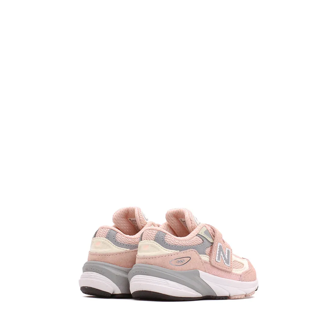 New Balance Infant 990v6 Wide Hook and Loop Pink Haze IV990PK6-WIDE Lightweight Cushion medium - performance shoe capacity