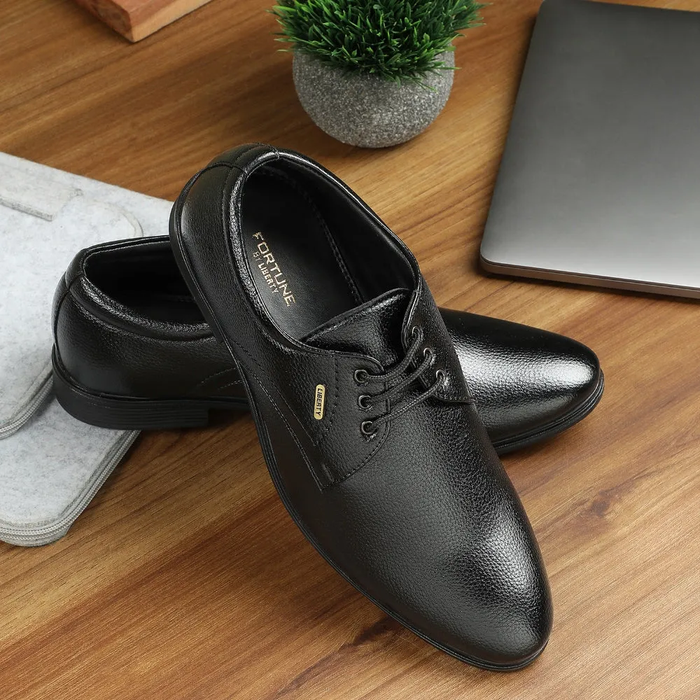 Durable Everyday Fit Fortune Black Formal Lacing Derby Shoes For Men HOL-130E By Liberty