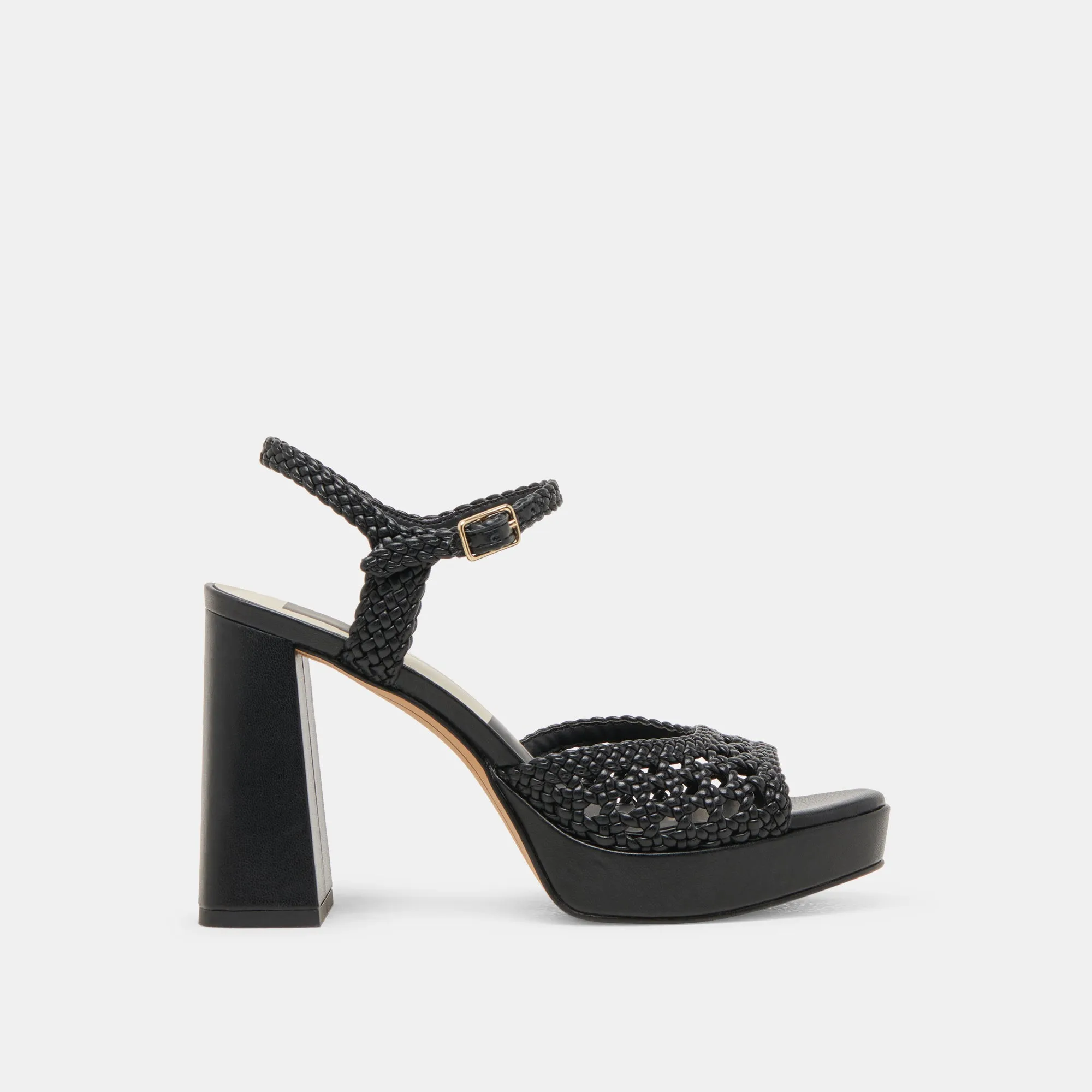Embellished Wedding Shoes PEYTEN WIDE HEELS BLACK WOVEN STELLA