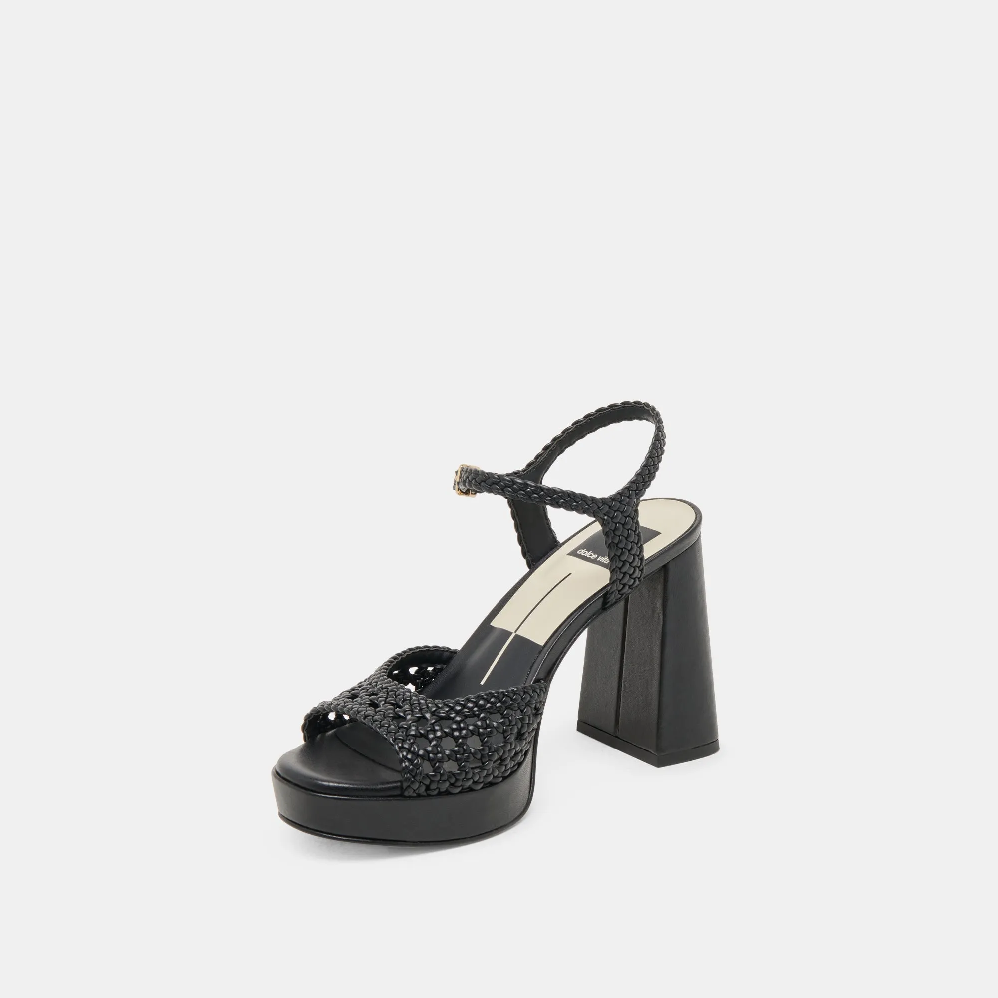 Metallic Heels Slip-On Pumps PEYTEN WIDE HEELS BLACK WOVEN STELLA