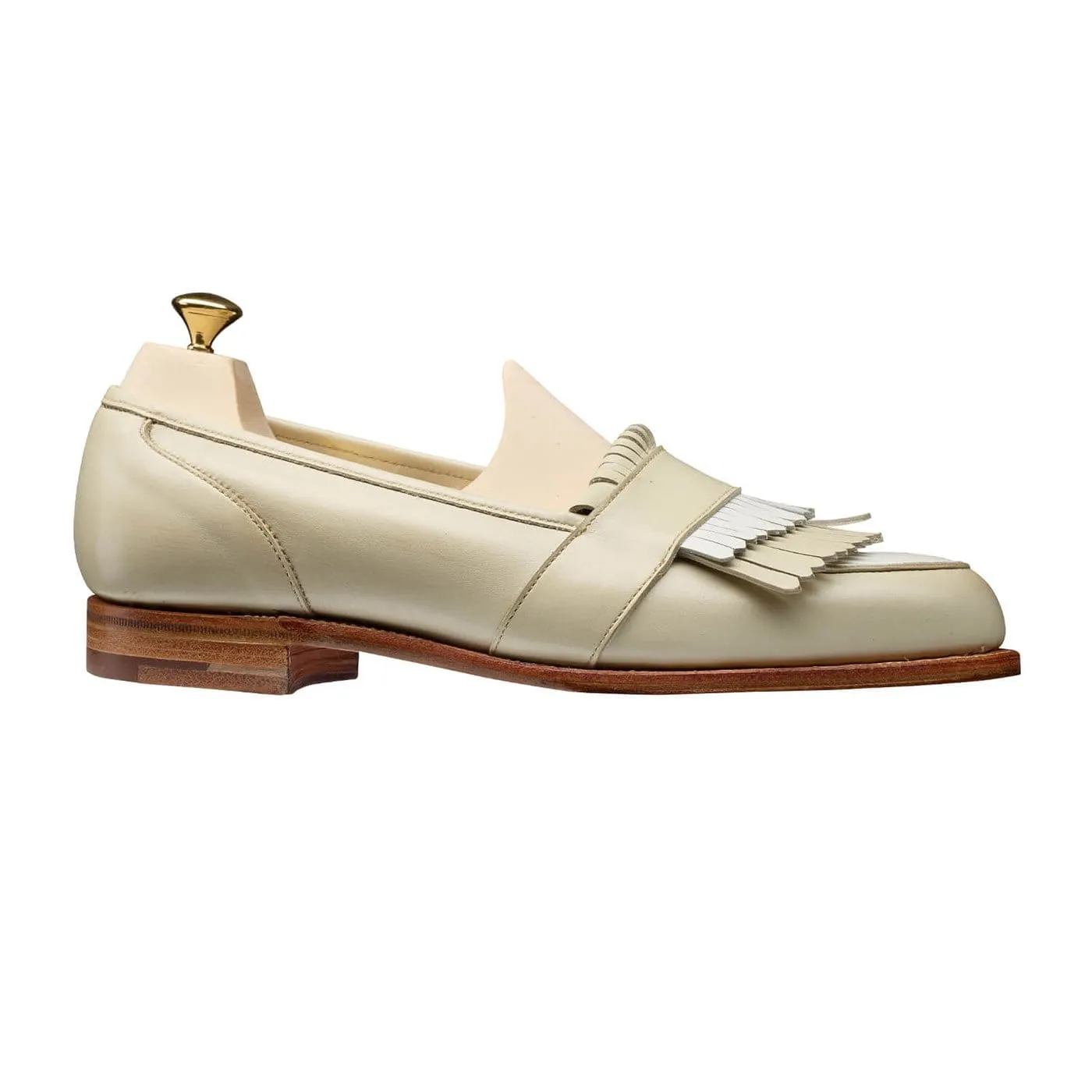 Coffee Path Braided Detail Emma Ivory & White Calf
