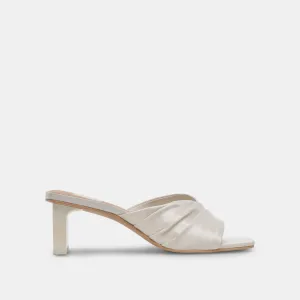Ballet-Inspired Heels Open Toe Wedges CARLAN HEELS OFF WHITE SILK