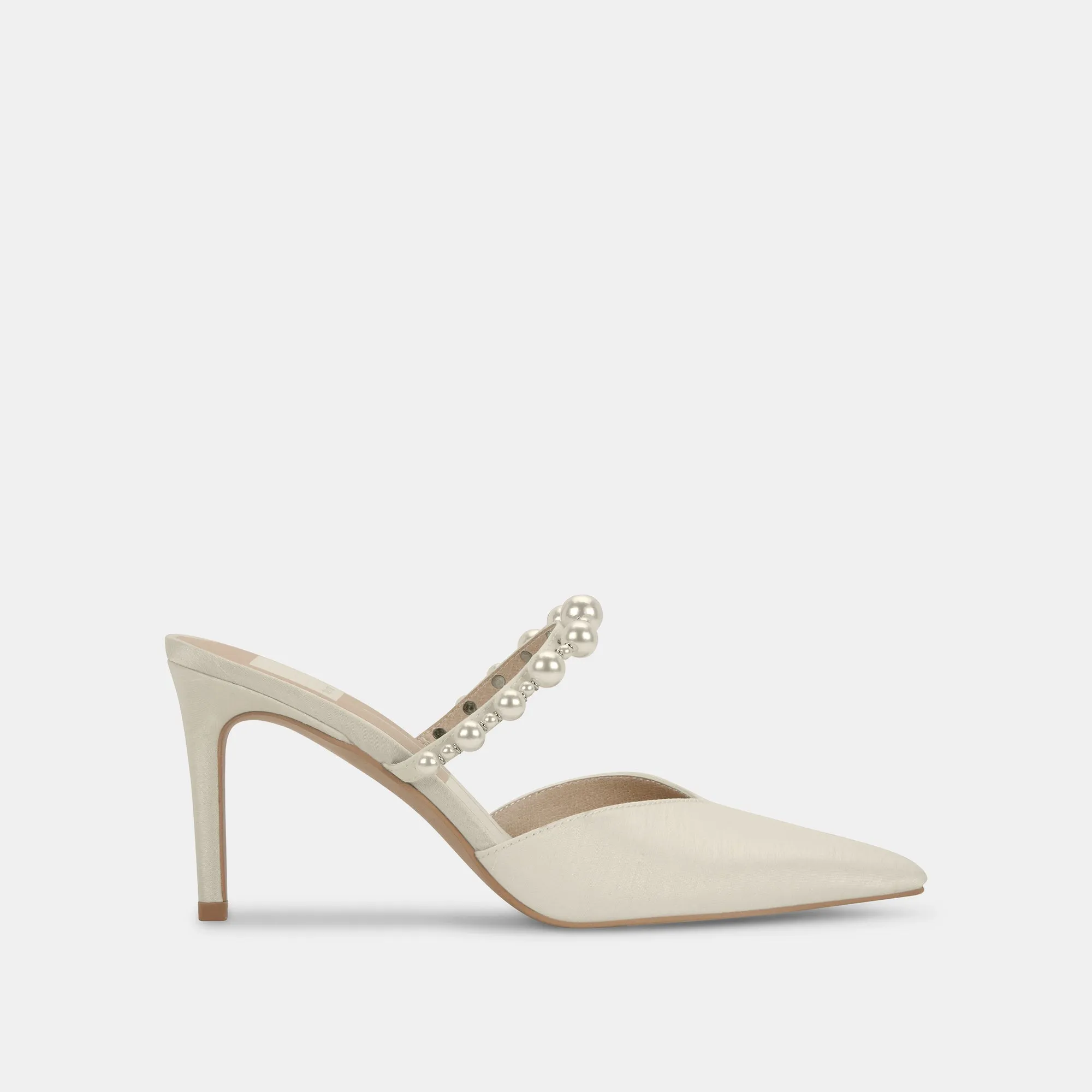 Sporty Heeled Shoes Elegant Stiletto Shoes KANIKA PEARL HEELS VANILLA SILK