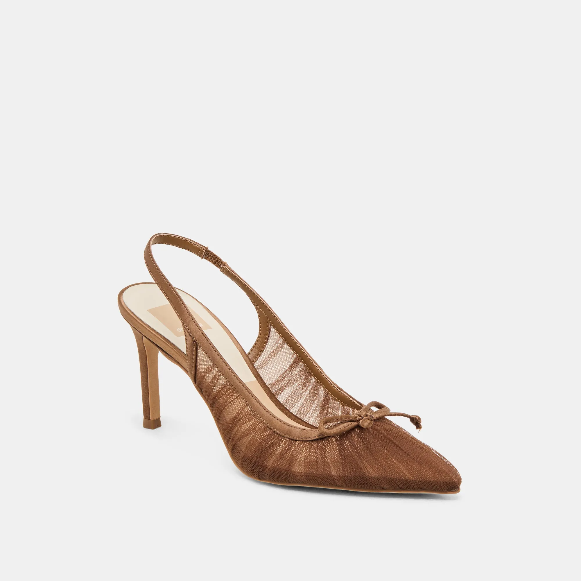 Comfortable foot wrap Breathable YELA HEELS MID BROWN TULLE