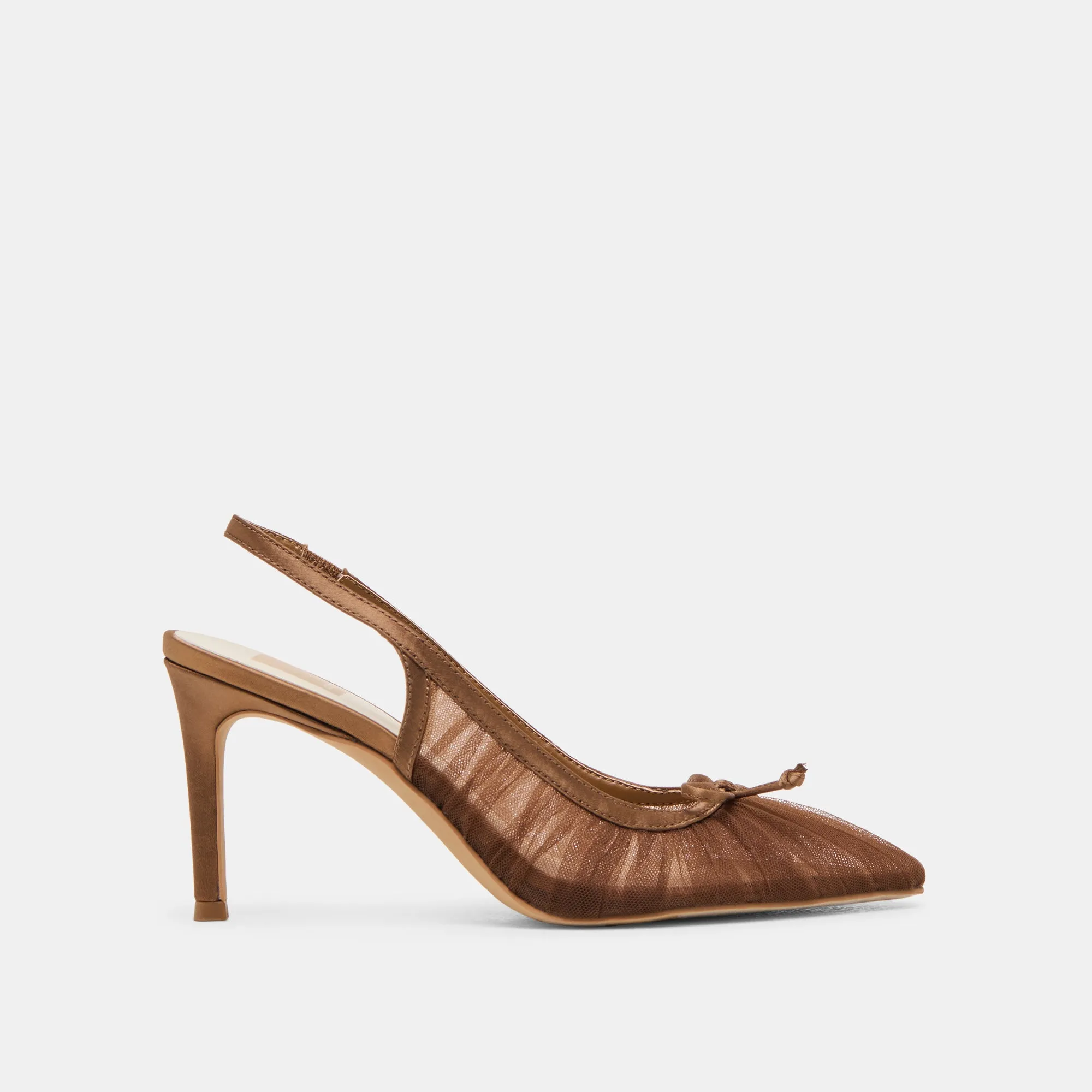 YELA HEELS MID BROWN TULLE Bold Stilettos