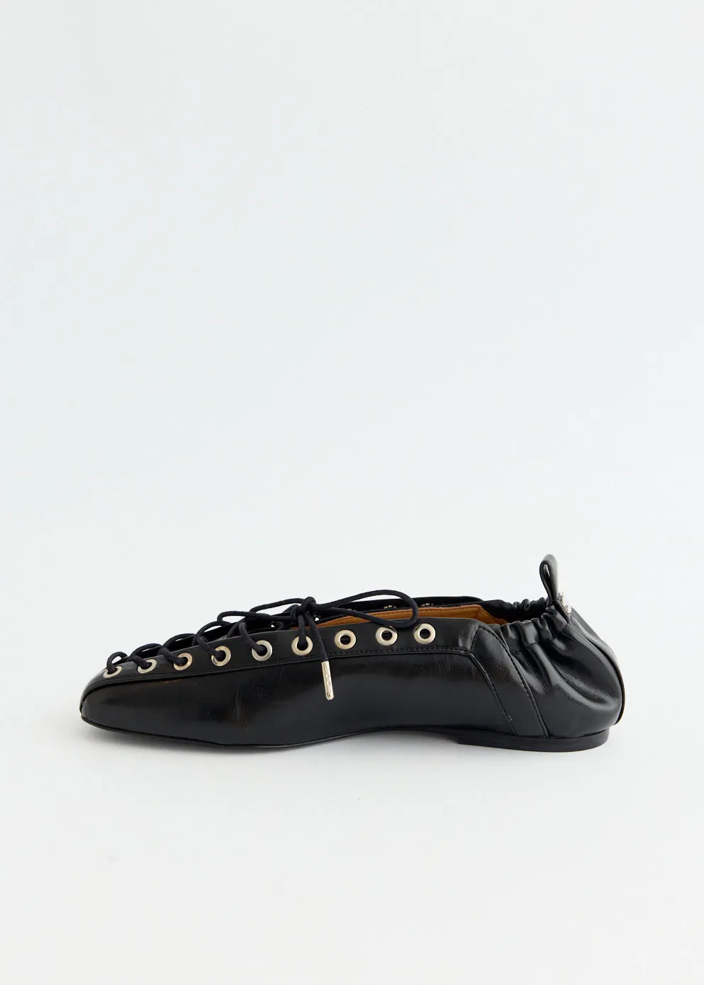 Eyelets Lace Up Ballerinas Drive Friendly