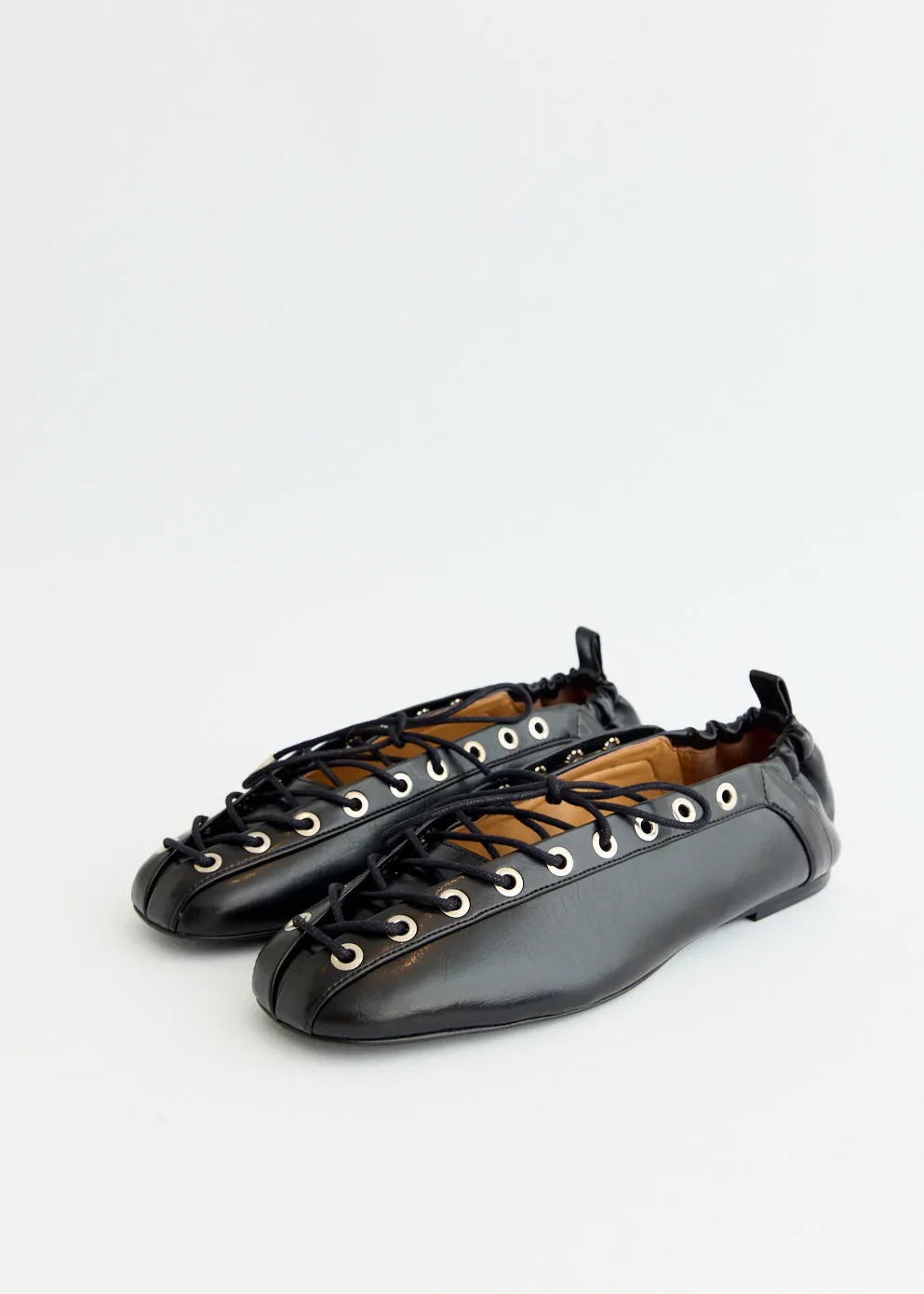 Flexible Arch slim cut Eyelets Lace Up Ballerinas