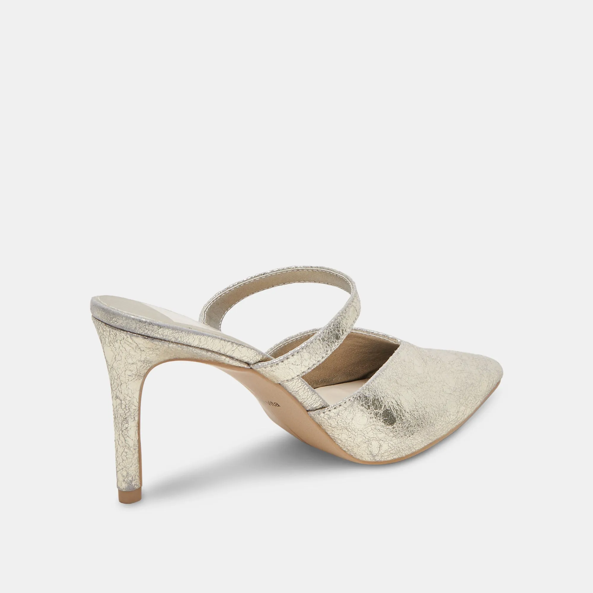 KANIKA WIDE HEELS PLATINUM DISTRESSED LEATHER Supportive Fit