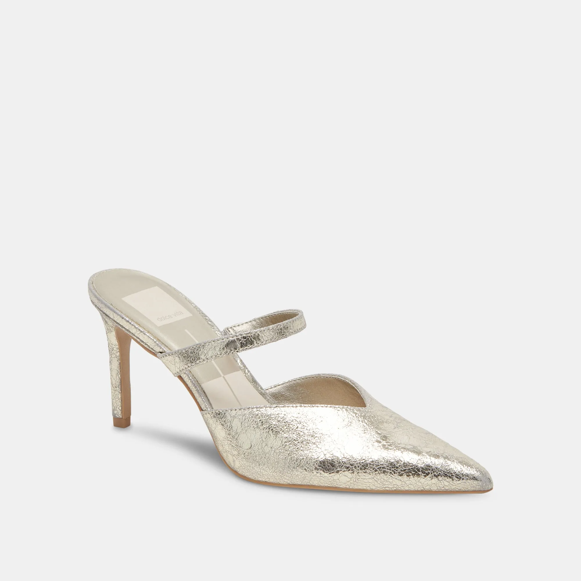 KANIKA WIDE HEELS PLATINUM DISTRESSED LEATHER suede look
