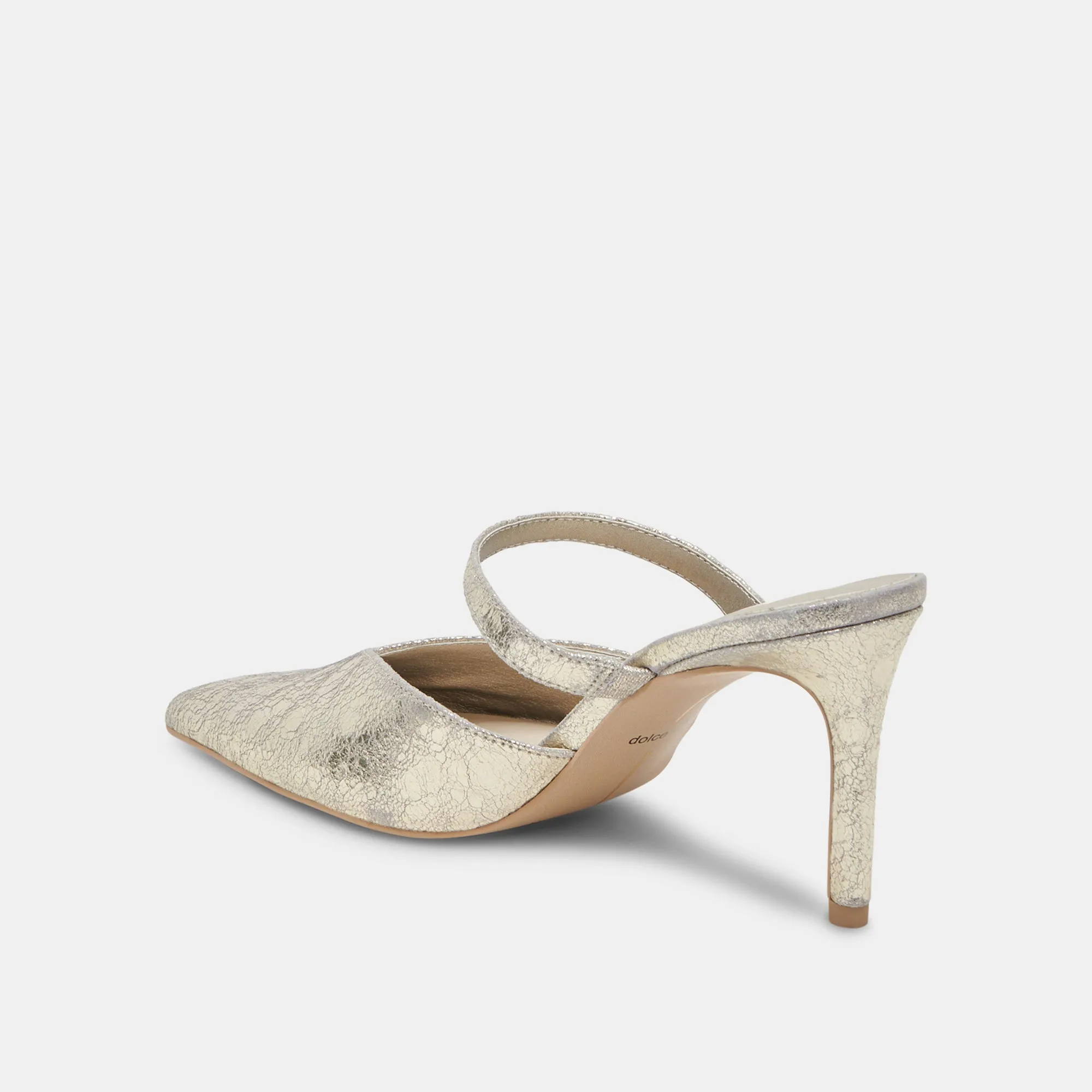 perforated Wedge Heel KANIKA WIDE HEELS PLATINUM DISTRESSED LEATHER