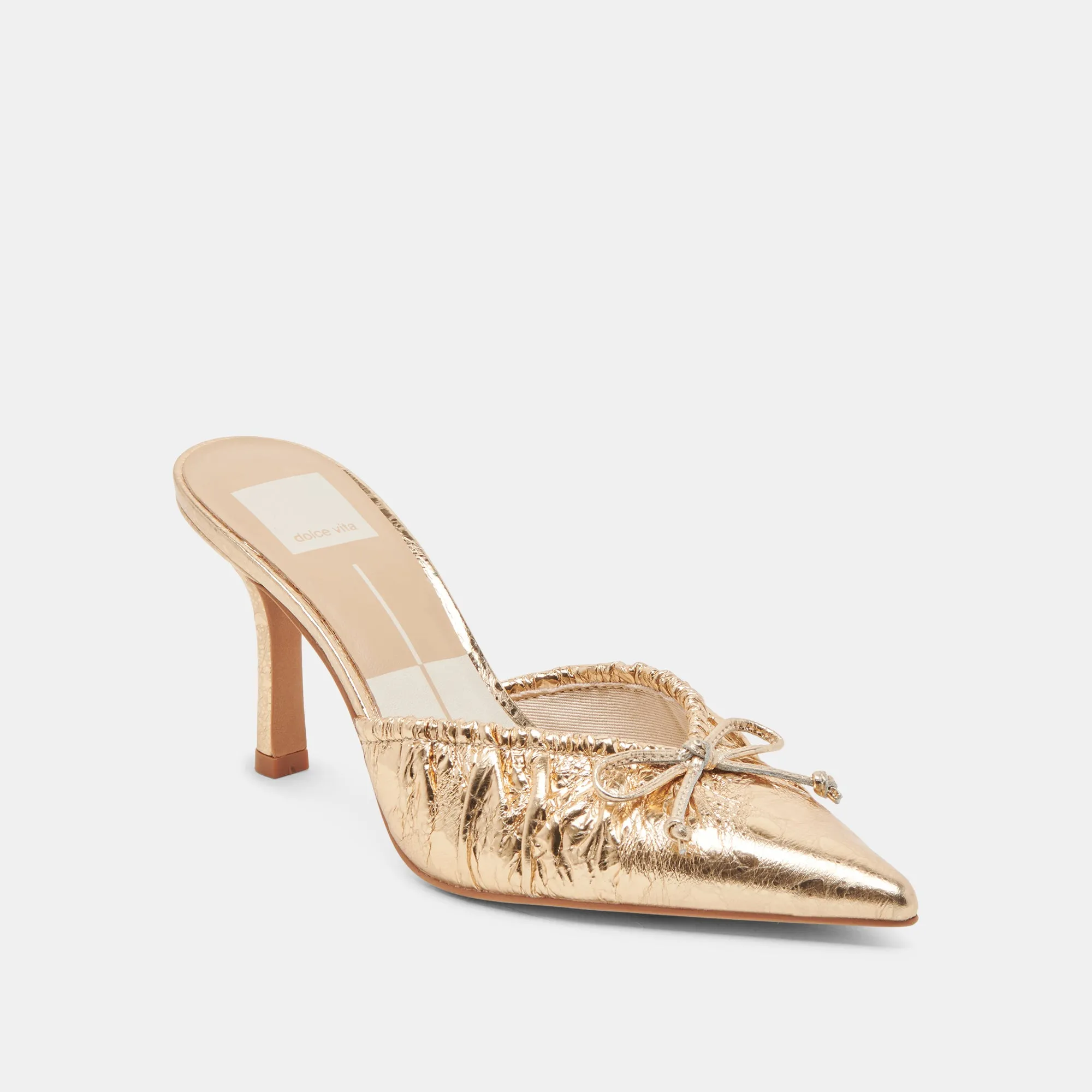 KAIRI HEELS GOLD DISTRESSED LEATHER Chic Sandals