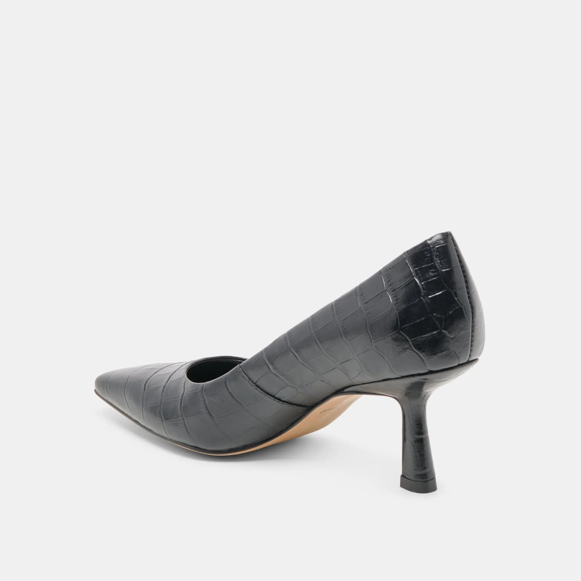 Fall Heels BRIONA HEELS NOIR CROCO EMBOSSED LEATHER