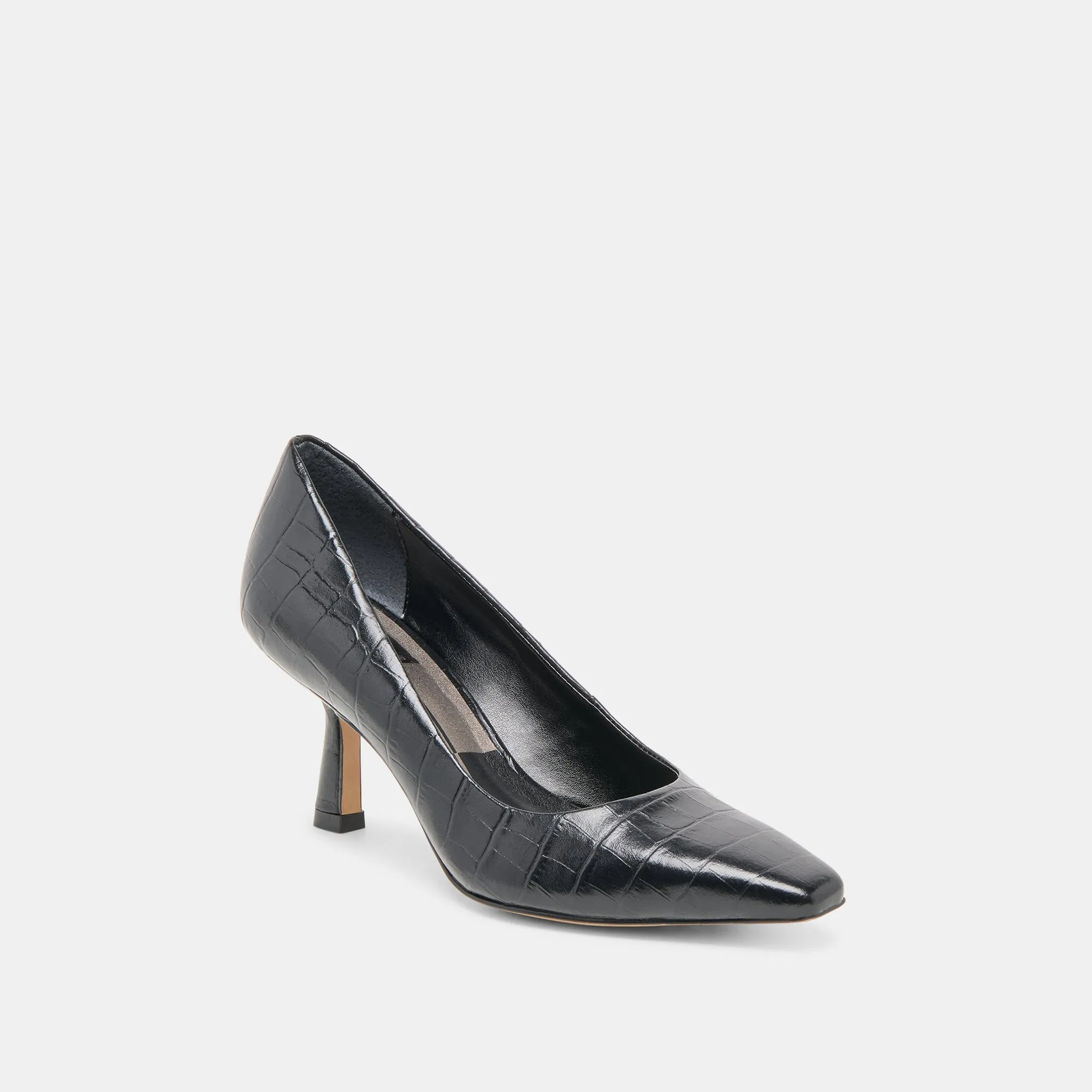BRIONA HEELS NOIR CROCO EMBOSSED LEATHER Glamorous Shoes Fashionable Pumps