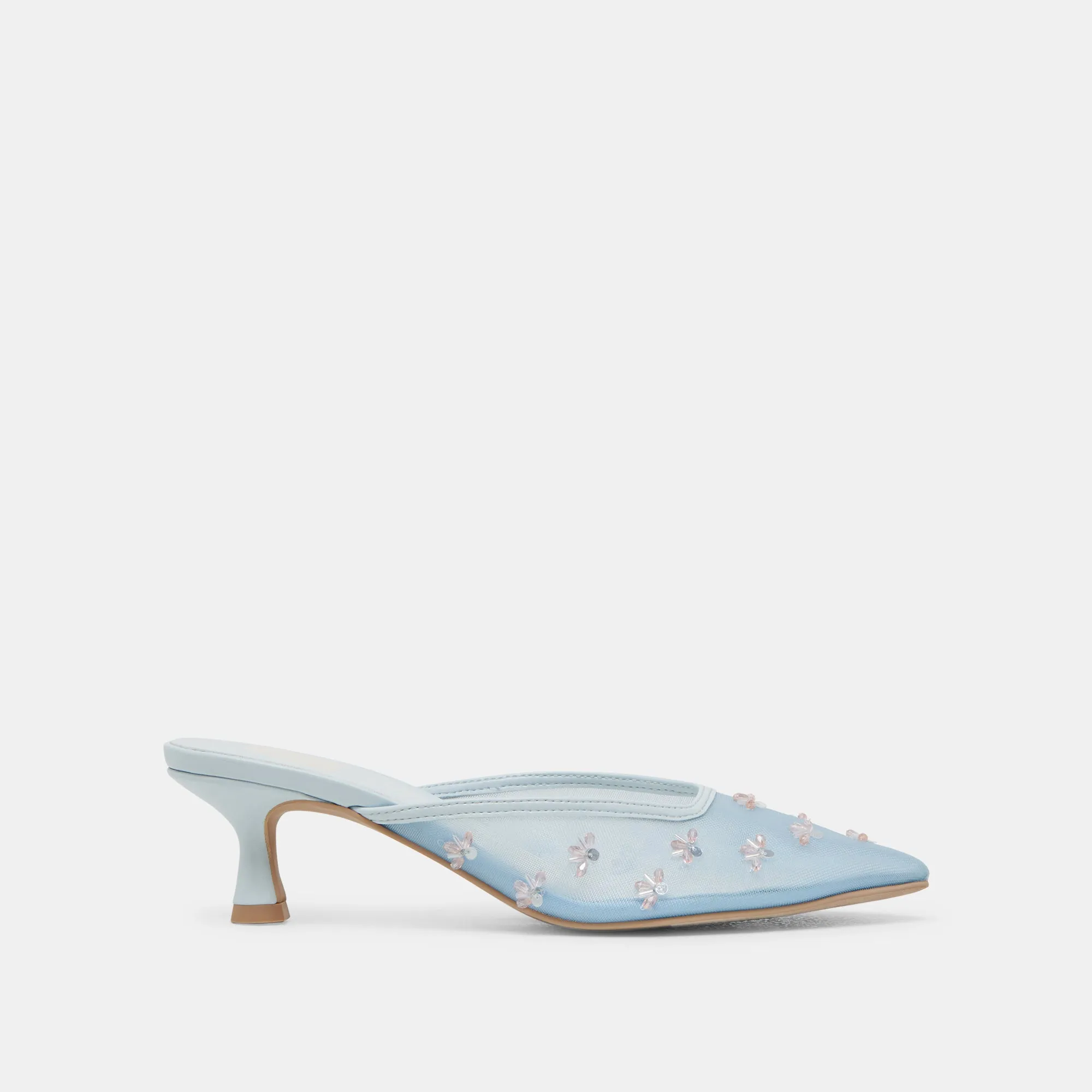CLARA HEELS ICE BLUE MESH Embellished Wedding Shoes Retro Sandals