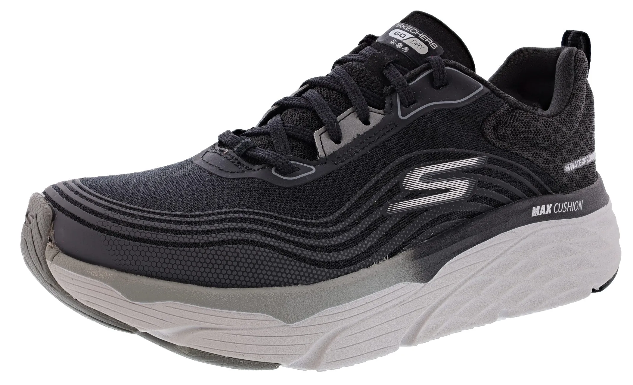 Skechers Women's Max Cushioning Elite Contoured Path Water Resistant Running Shoes Comfort Shock Absorption