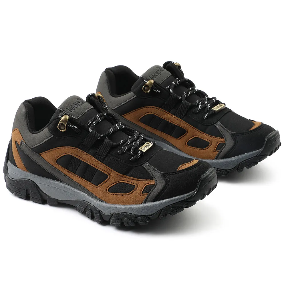 toe spacers running in a basketball court area shoes Leap7x Black Sports Lacing Running Shoes For Men EAST-1 By Liberty