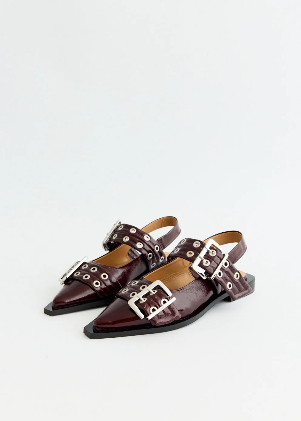 Feminine Buckle Ballerinas mules